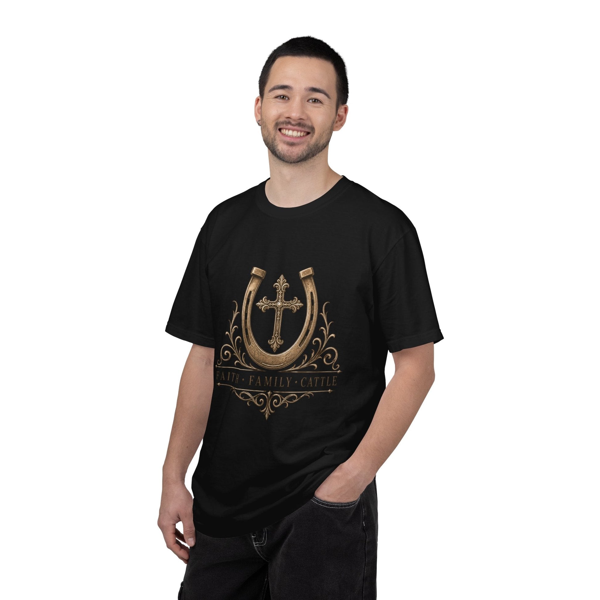 Faith Family Cattle Front T-Shirt - Just Us Flynn’s