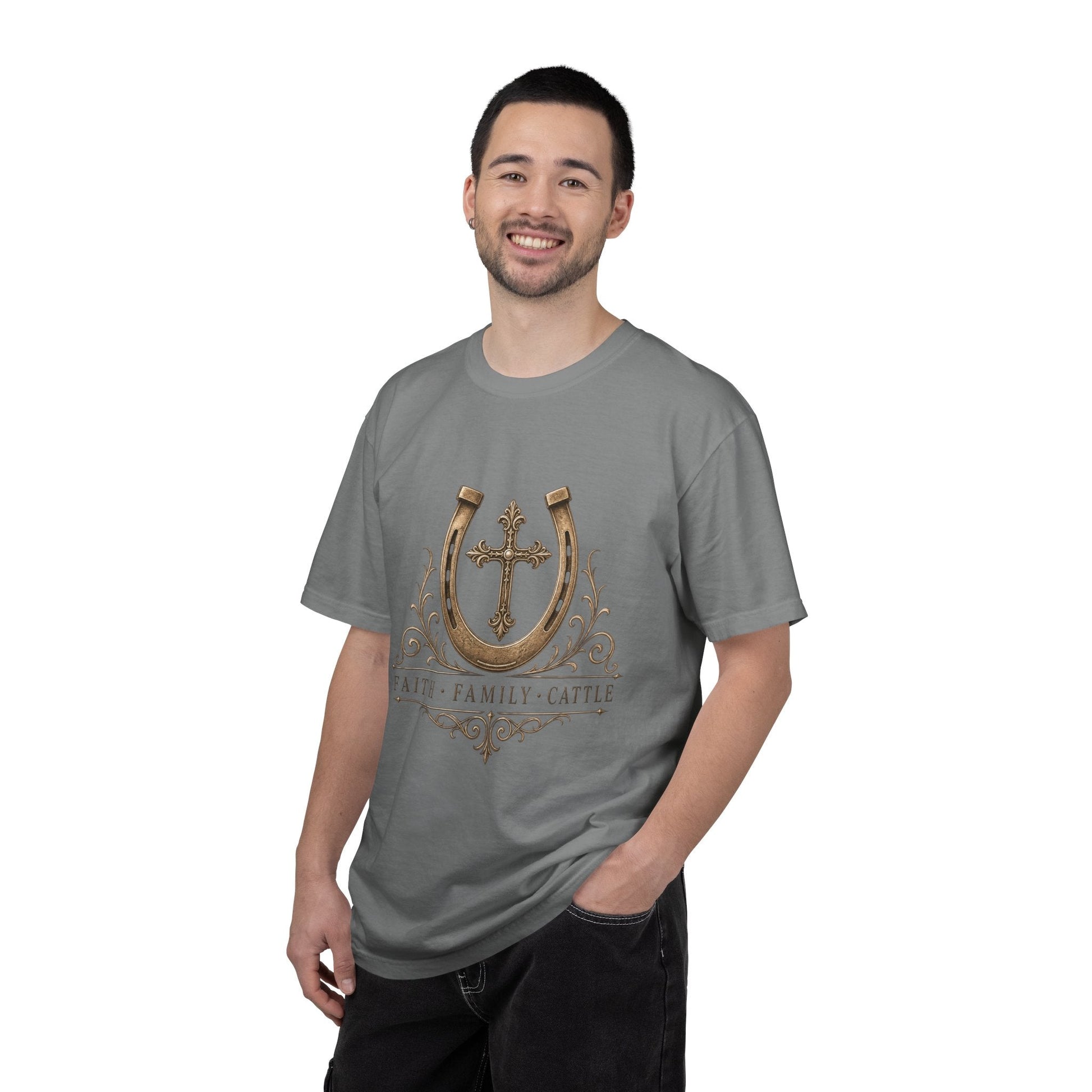 Faith Family Cattle Front T-Shirt - Just Us Flynn’s