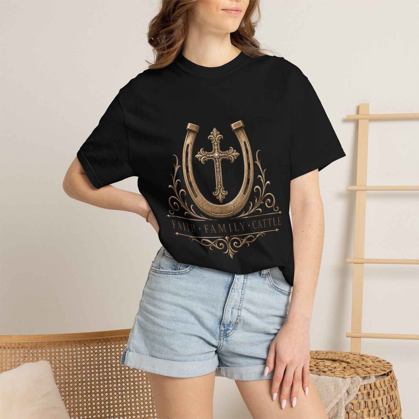 Faith Family Cattle Front T-Shirt - Just Us Flynn’s