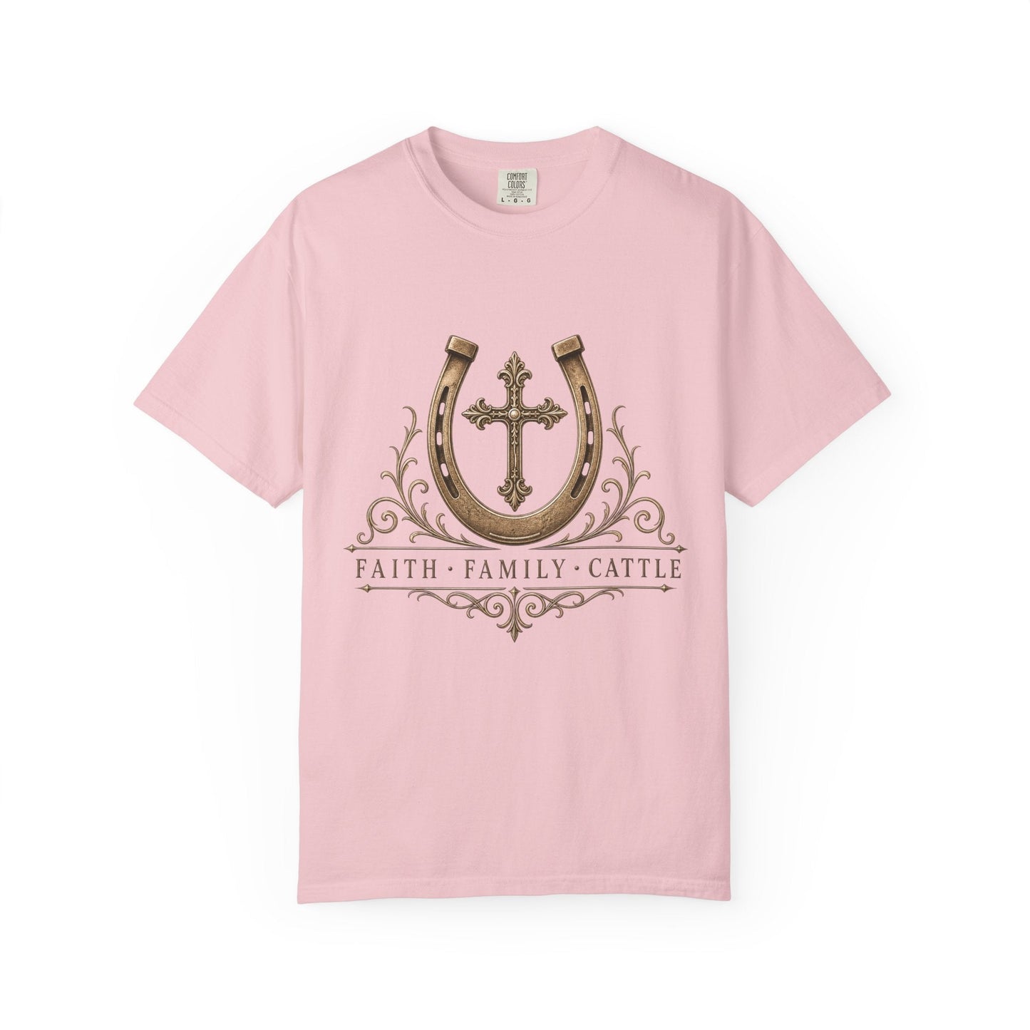 Faith Family Cattle Front T-Shirt - Just Us Flynn’s