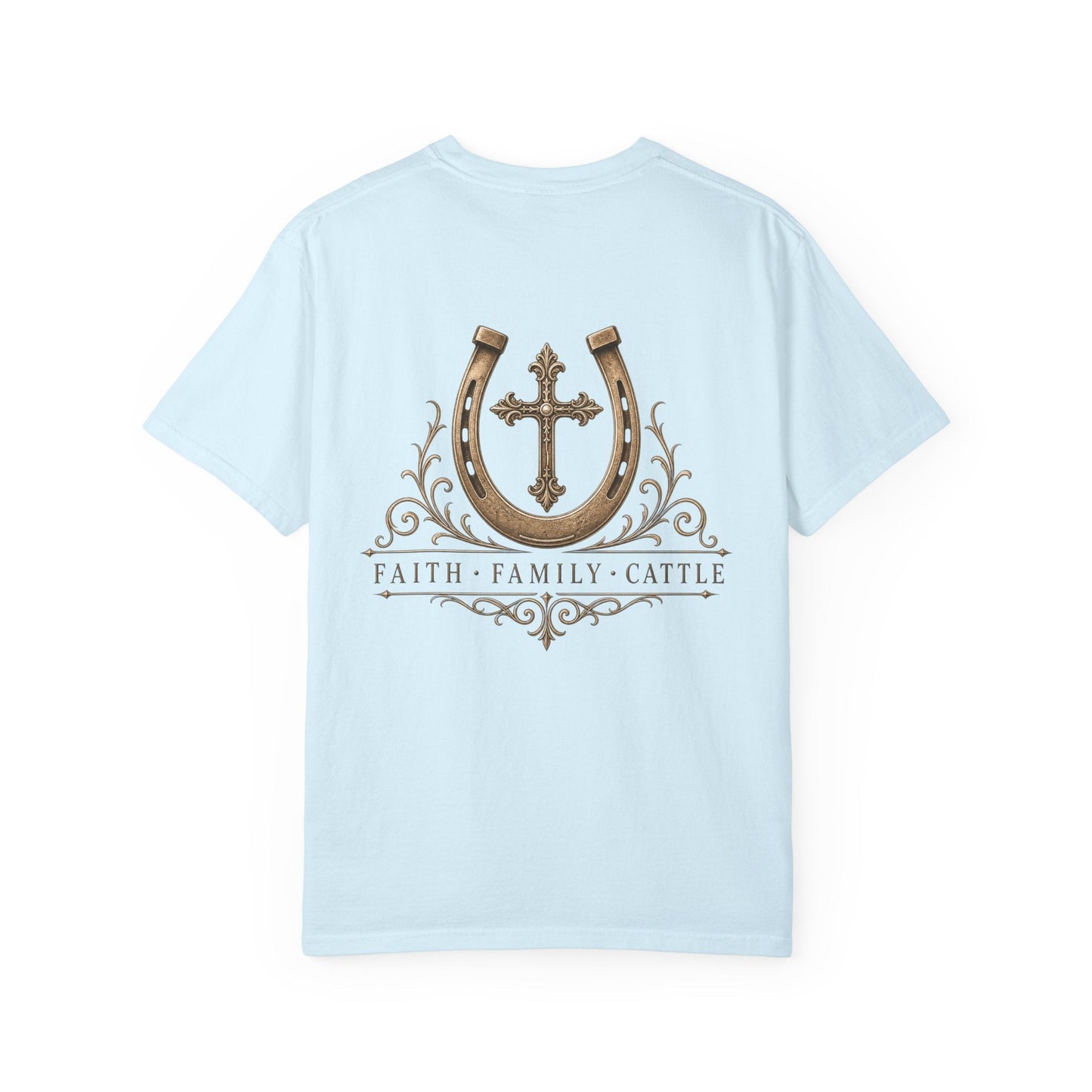 Faith Family Cattle Front/Back T-Shirt - Just Us Flynn’s