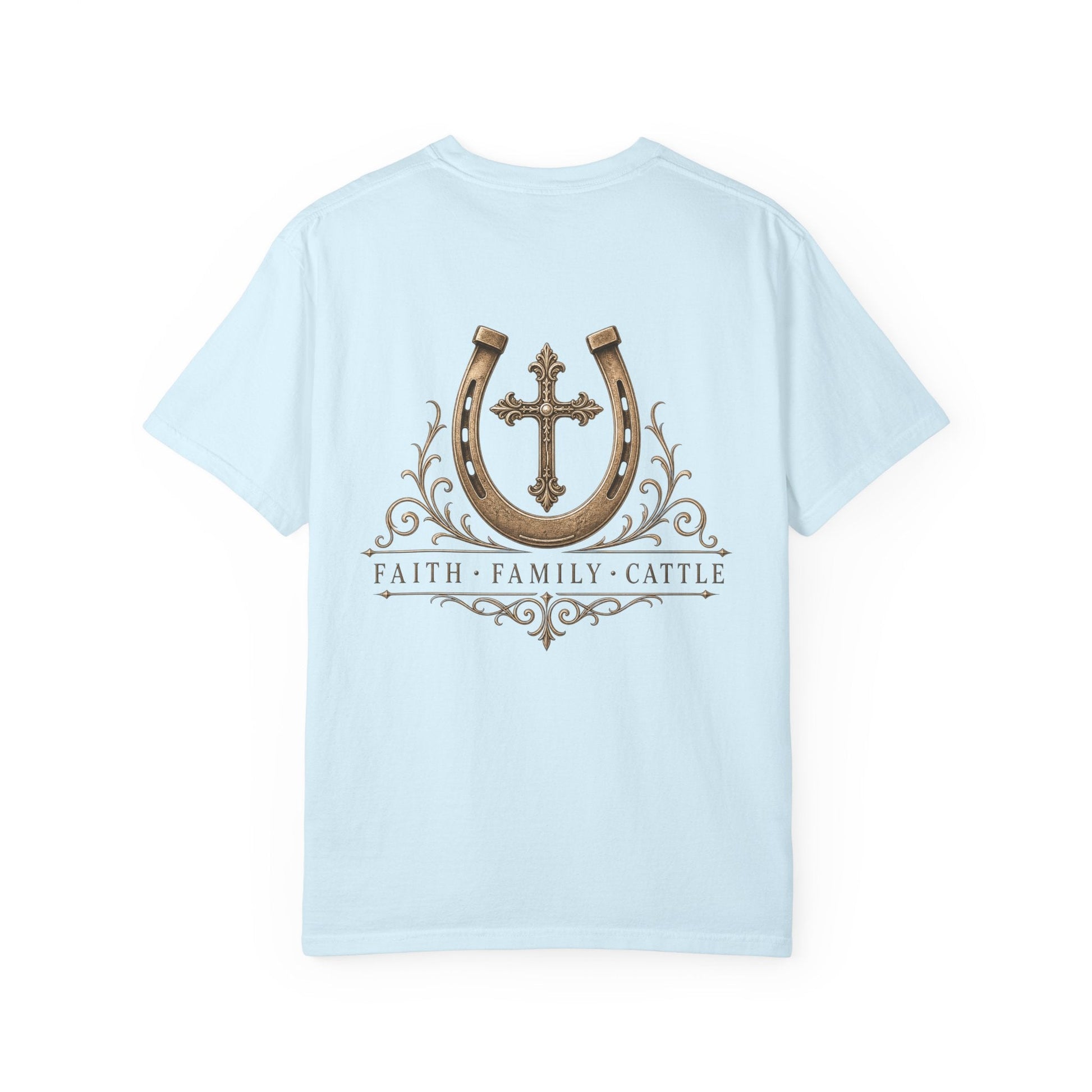 Faith Family Cattle Front/Back T-Shirt - Just Us Flynn’s