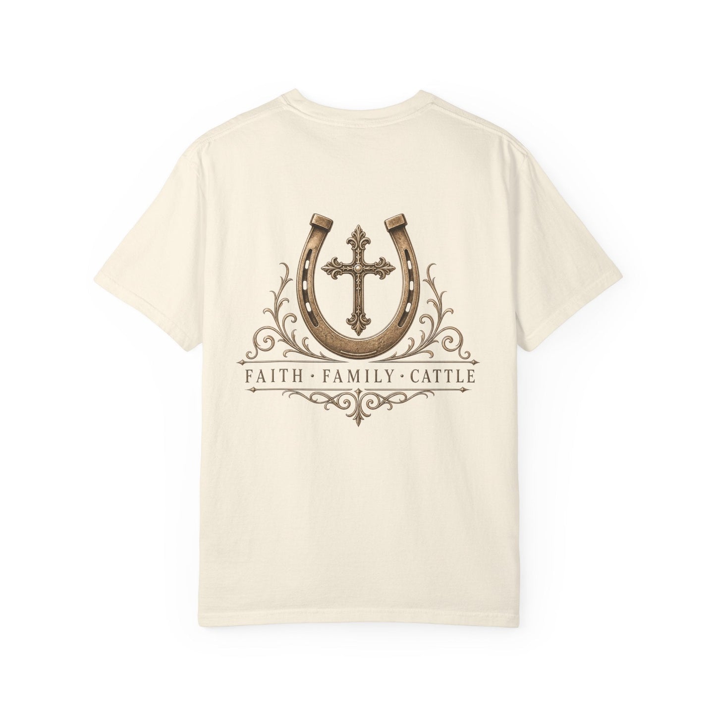 Faith Family Cattle Front/Back T-Shirt - Just Us Flynn’s