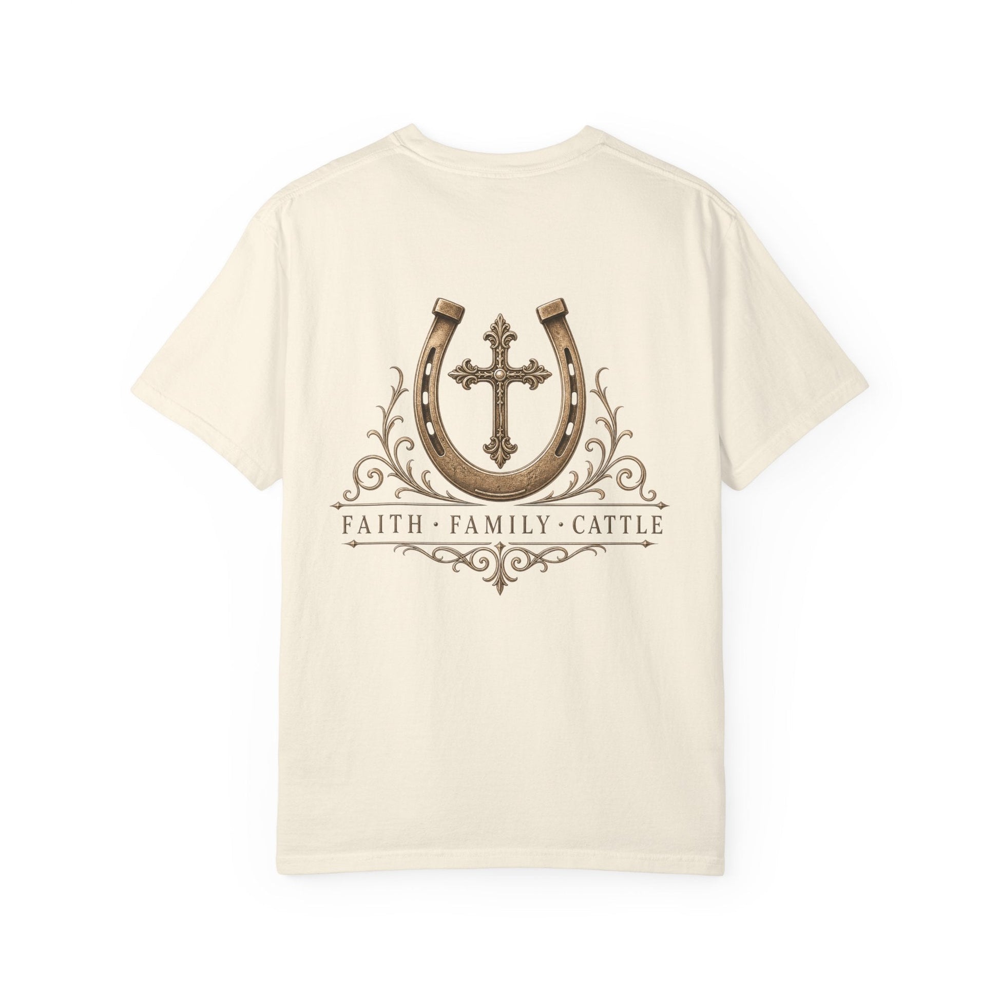 Faith Family Cattle Front/Back T-Shirt - Just Us Flynn’s