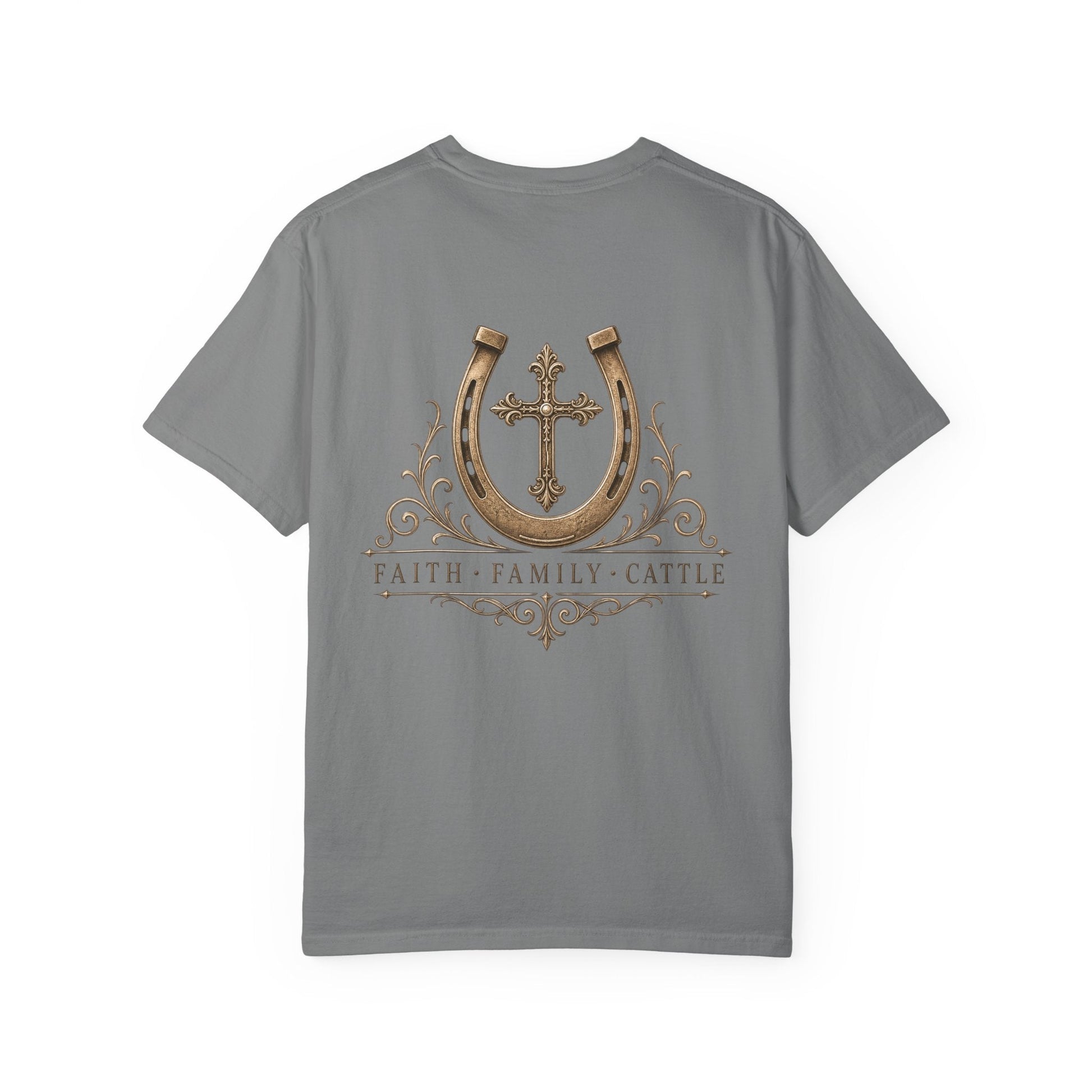 Faith Family Cattle Front/Back T-Shirt - Just Us Flynn’s