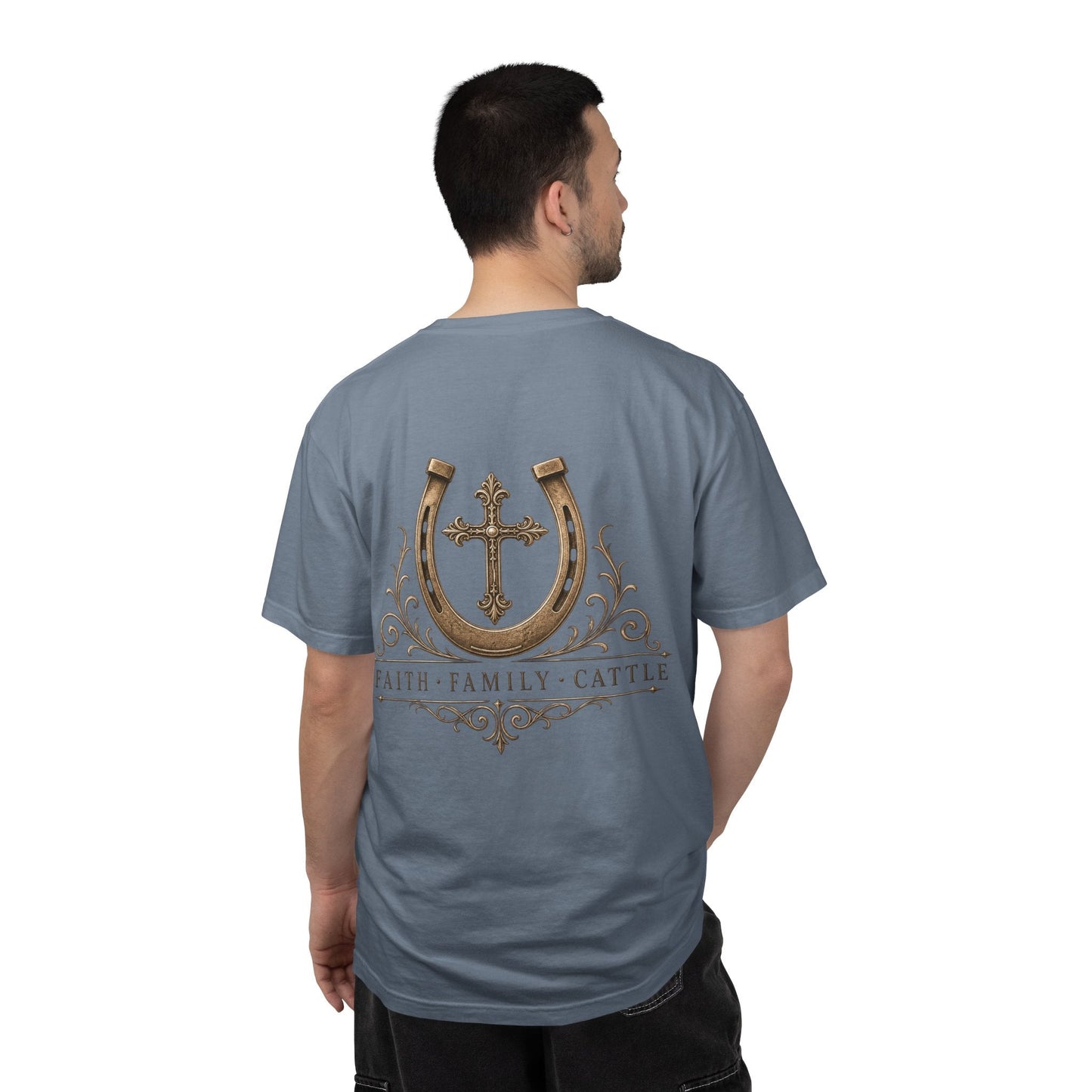 Faith Family Cattle Front/Back T-Shirt - Just Us Flynn’s