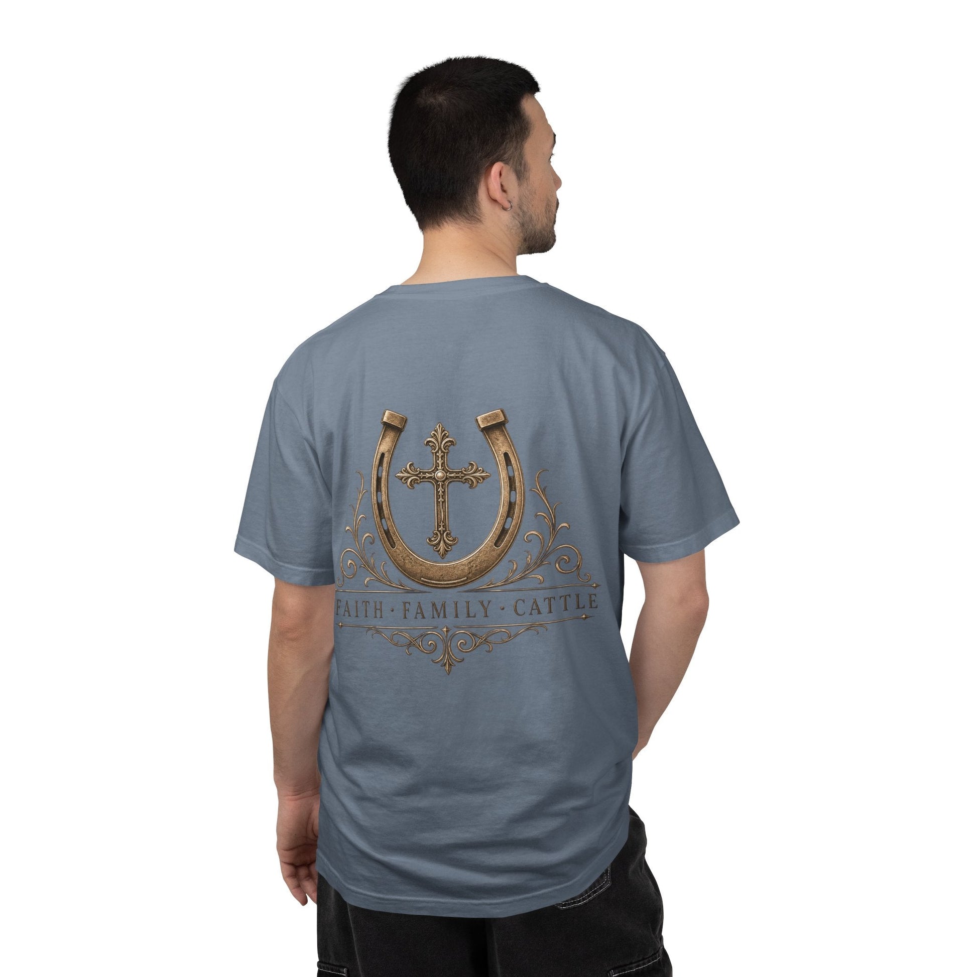 Faith Family Cattle Front/Back T-Shirt - Just Us Flynn’s