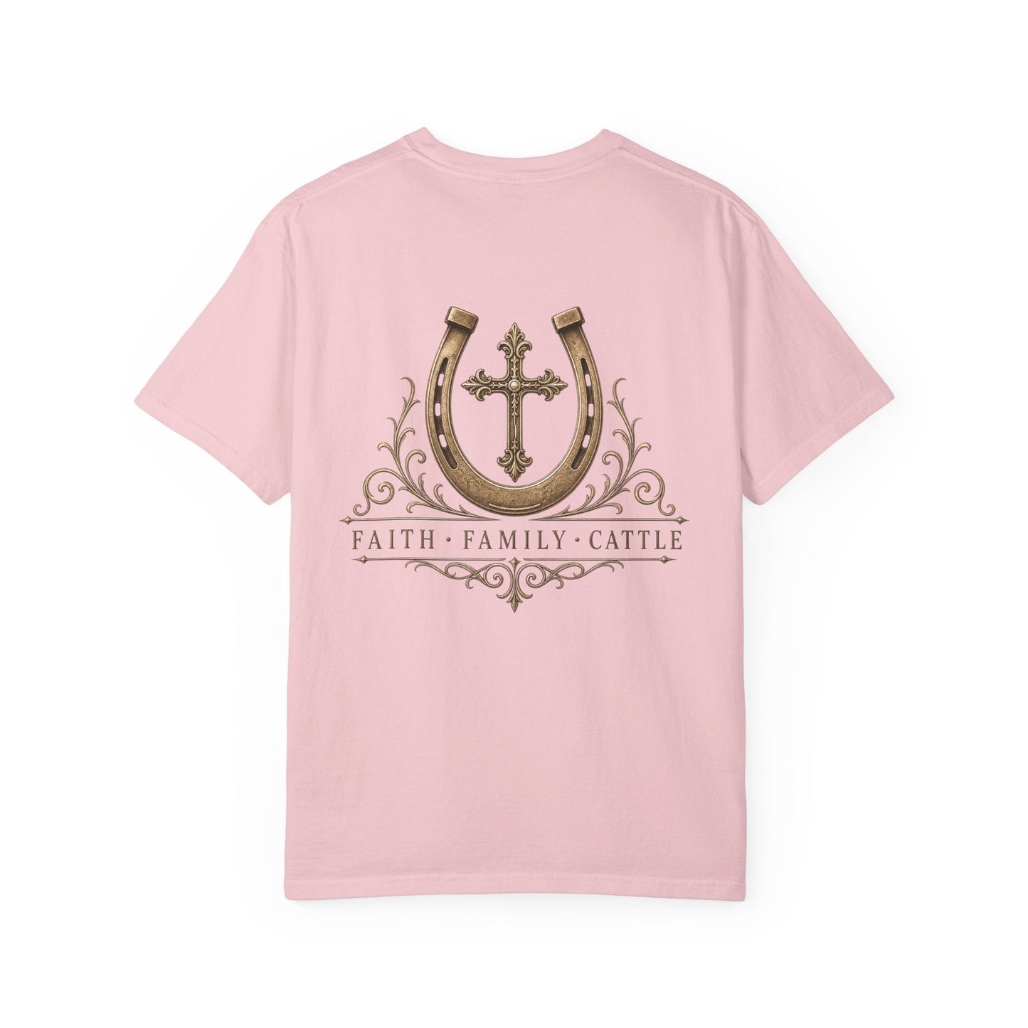 Faith Family Cattle Front/Back T-Shirt - Just Us Flynn’s