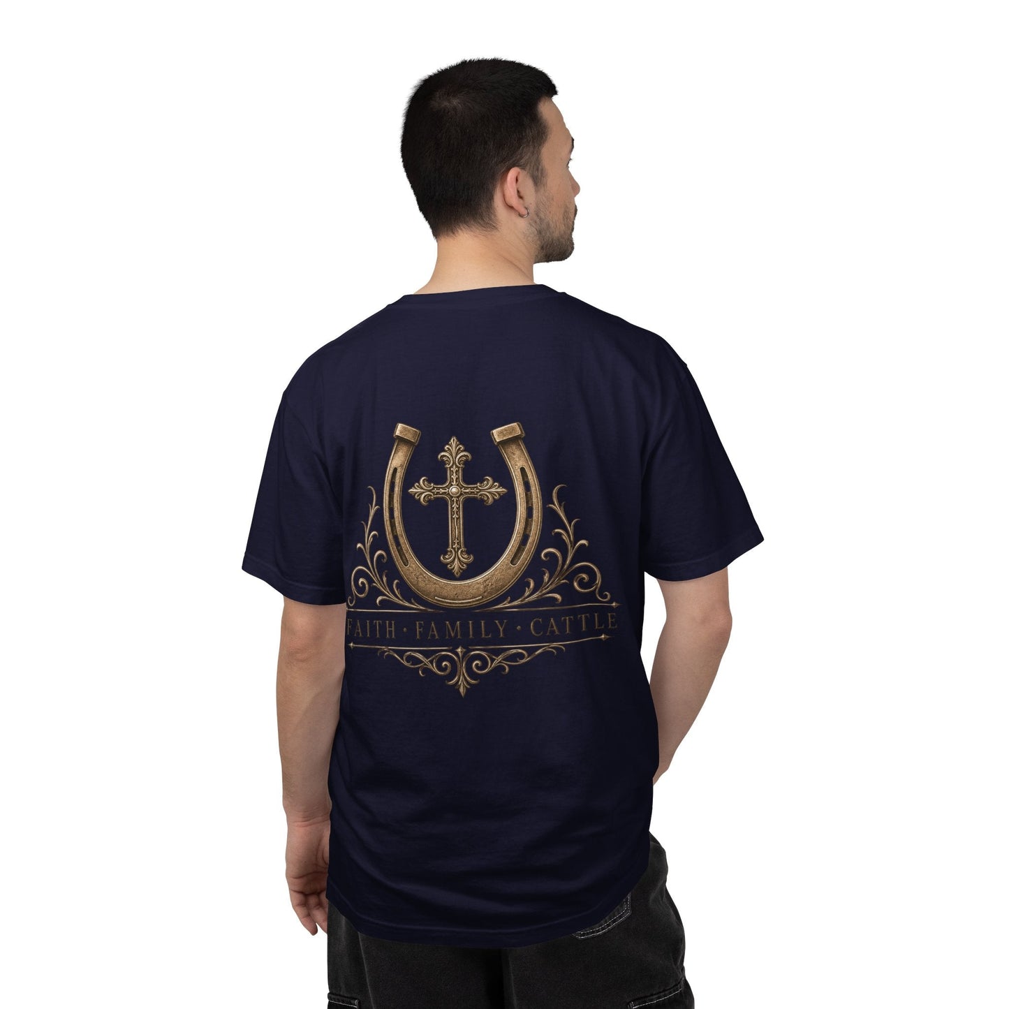 Faith Family Cattle Front/Back T-Shirt - Just Us Flynn’s