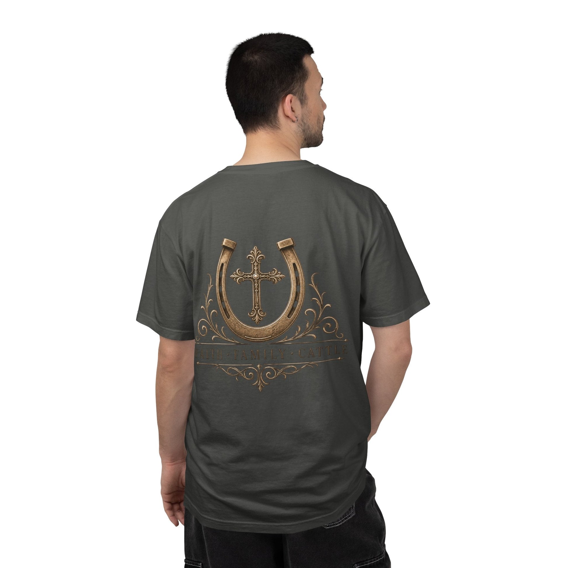 Faith Family Cattle Front/Back T-Shirt - Just Us Flynn’s