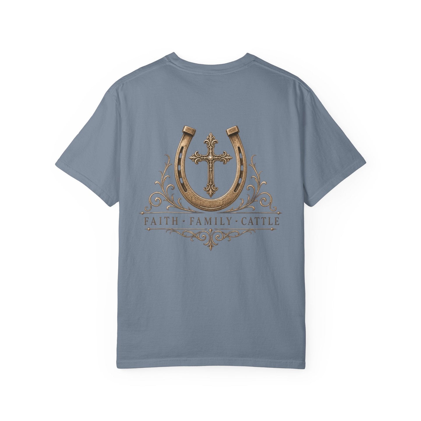 Faith Family Cattle Front/Back T-Shirt - Just Us Flynn’s