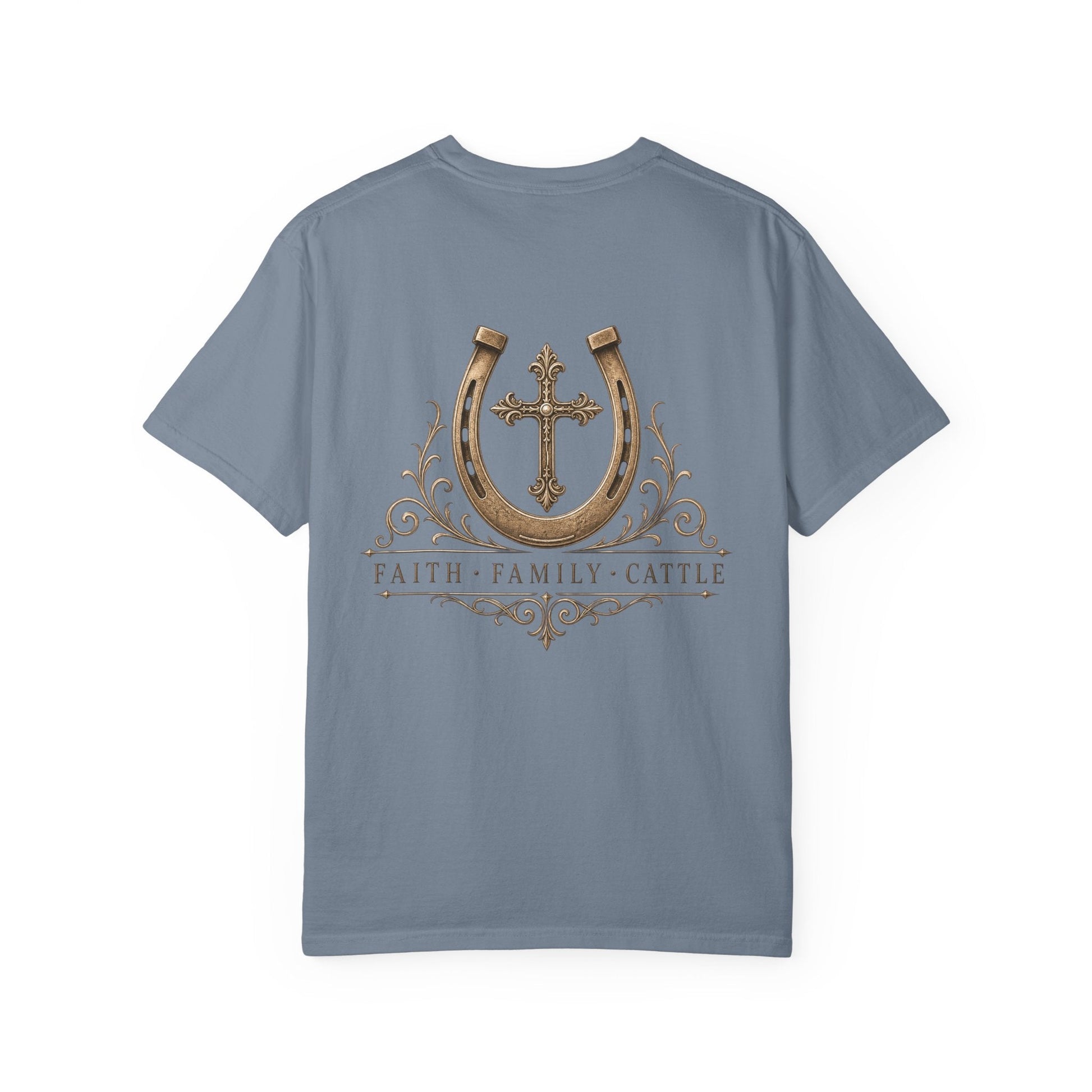 Faith Family Cattle Front/Back T-Shirt - Just Us Flynn’s