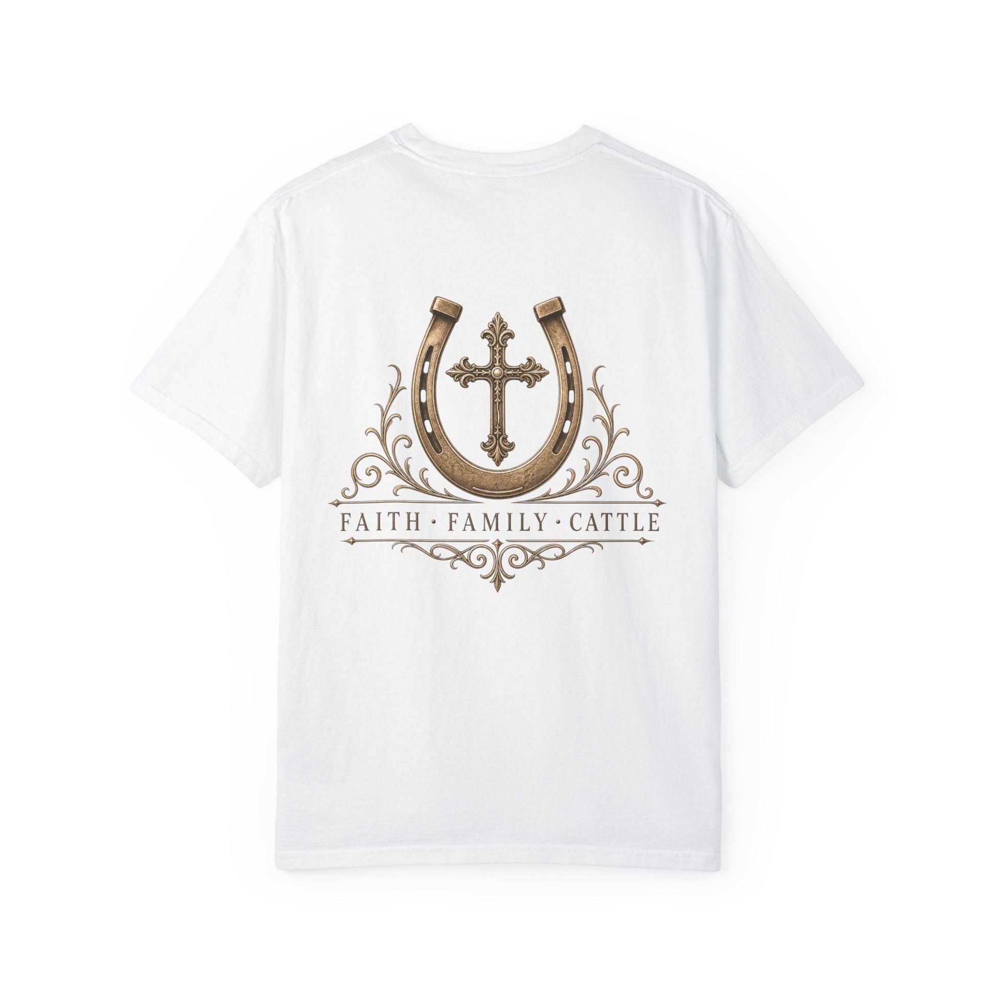 Faith Family Cattle Front/Back T-Shirt - Just Us Flynn’s