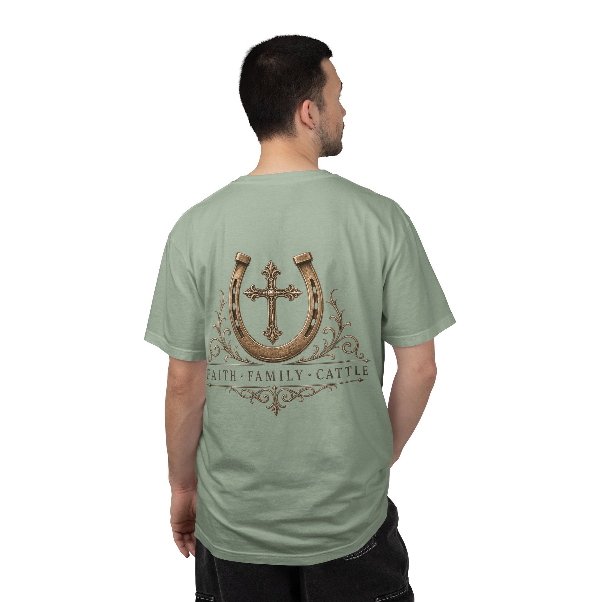 Faith Family Cattle Front/Back T-Shirt - Just Us Flynn’s