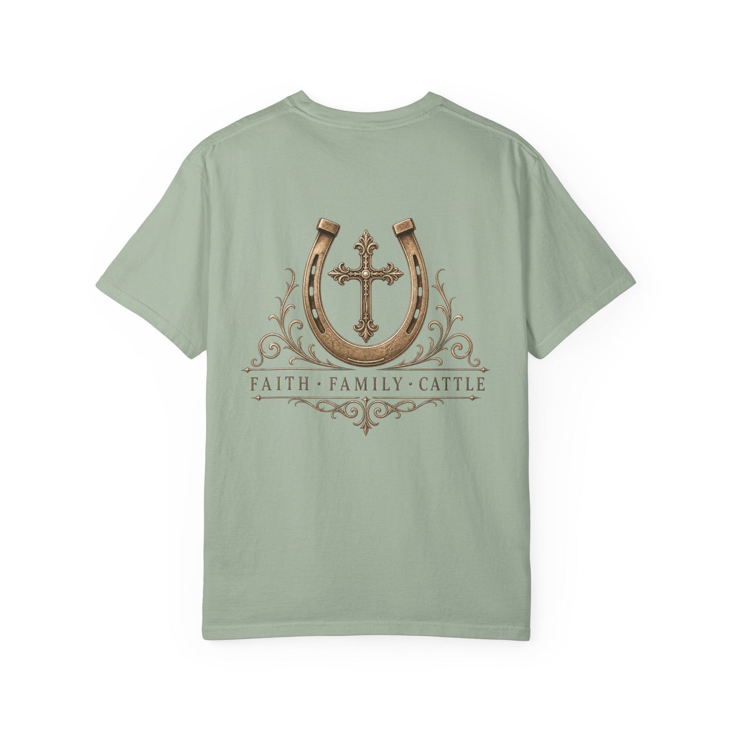 Faith Family Cattle Front/Back T-Shirt - Just Us Flynn’s