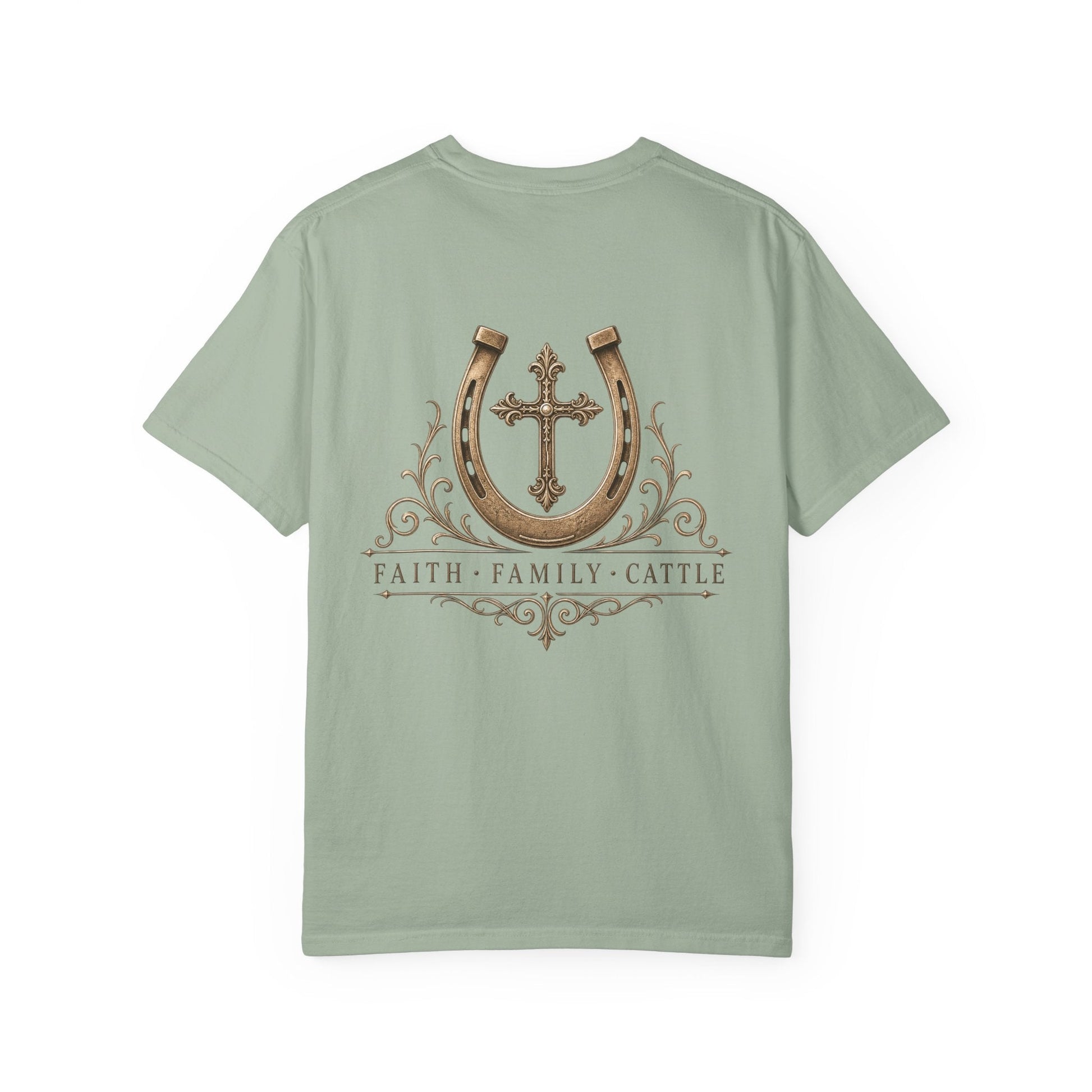 Faith Family Cattle Front/Back T-Shirt - Just Us Flynn’s