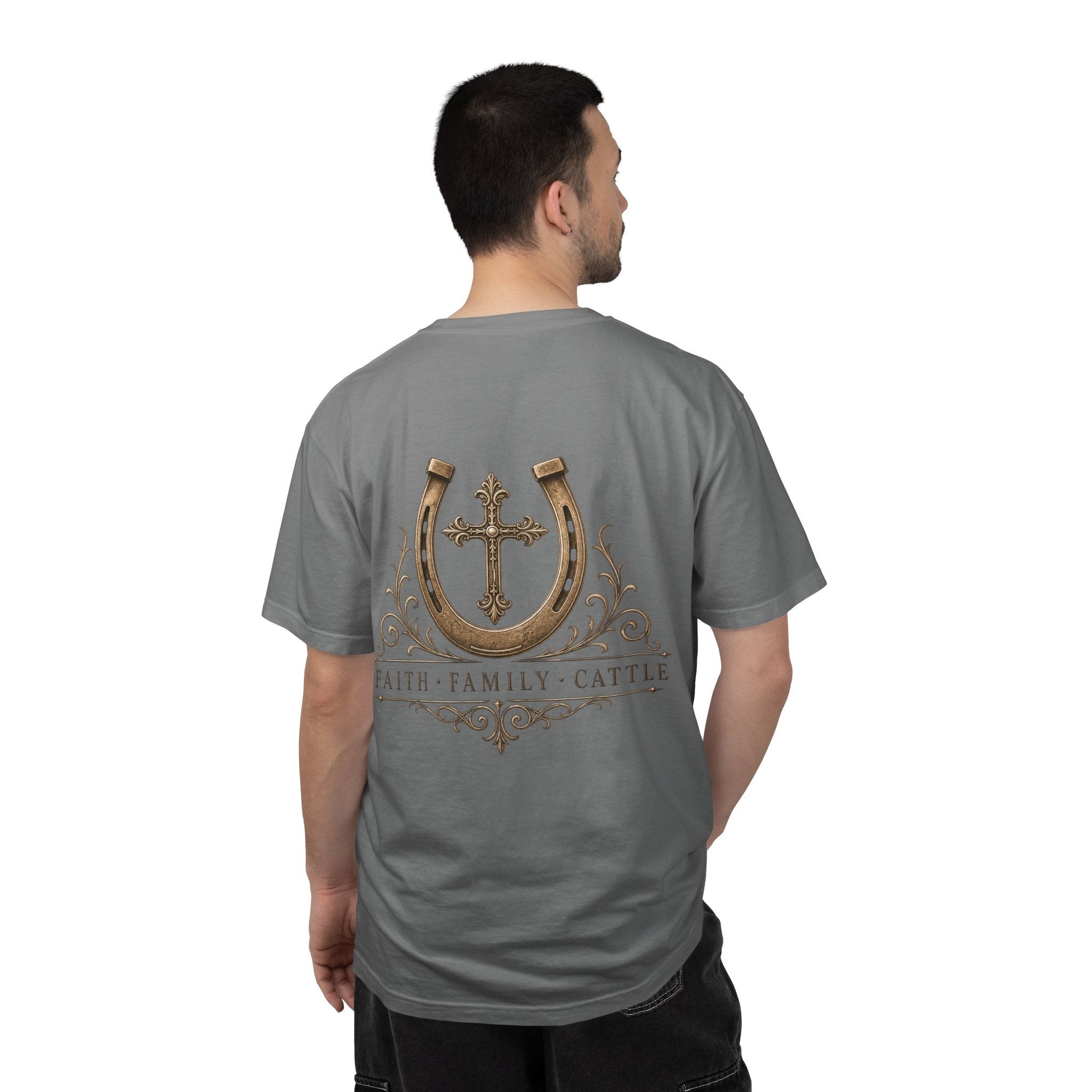 Faith Family Cattle Front/Back T-Shirt - Just Us Flynn’s