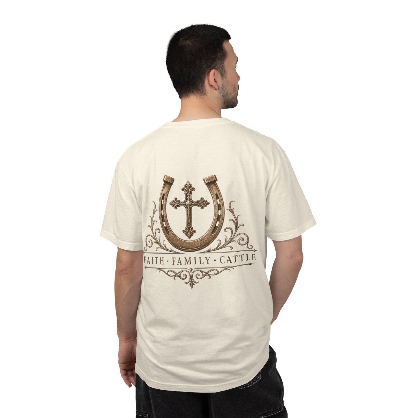 Faith Family Cattle Front/Back T-Shirt - Just Us Flynn’s