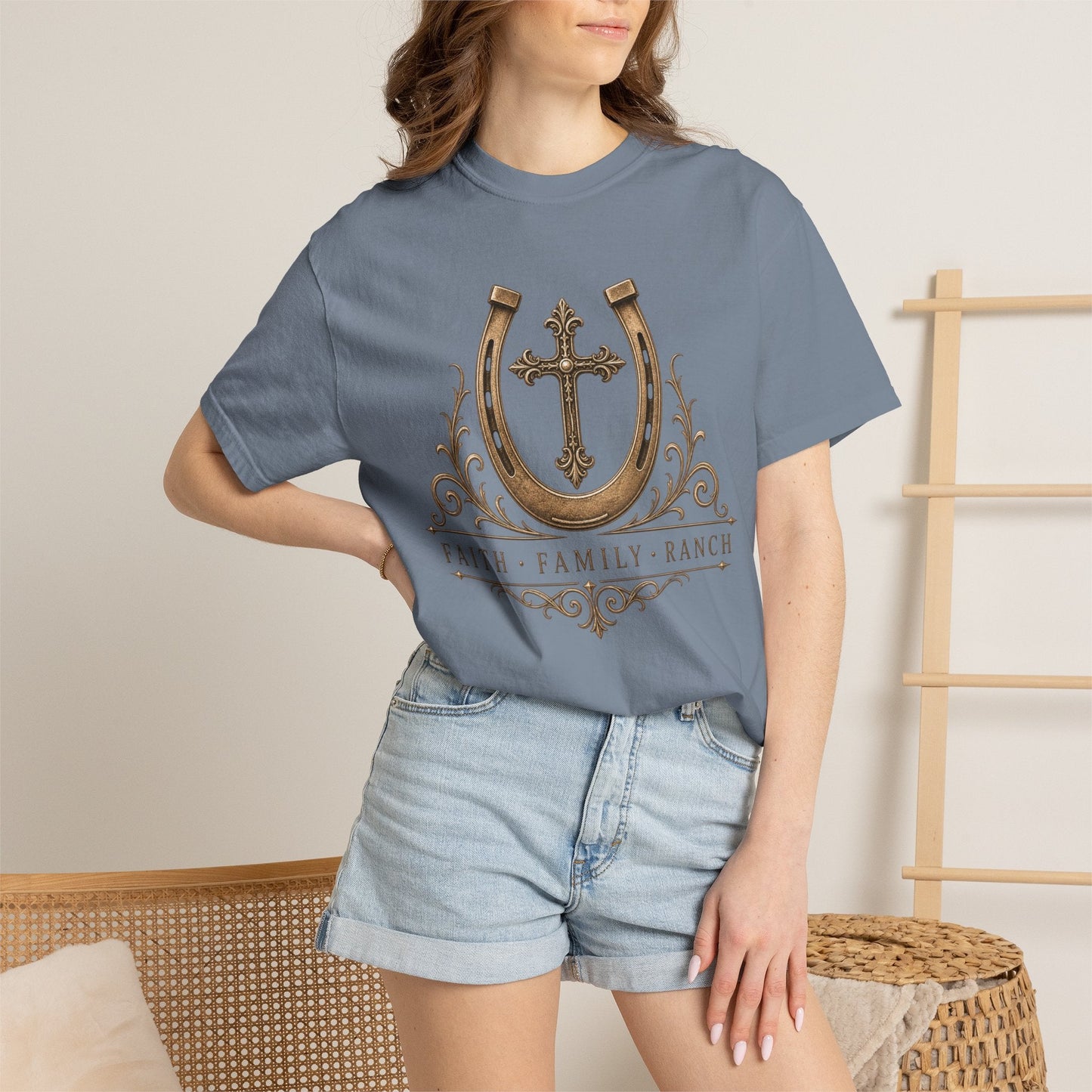Faith Family Ranch Front T-Shirt - Just Us Flynn’s