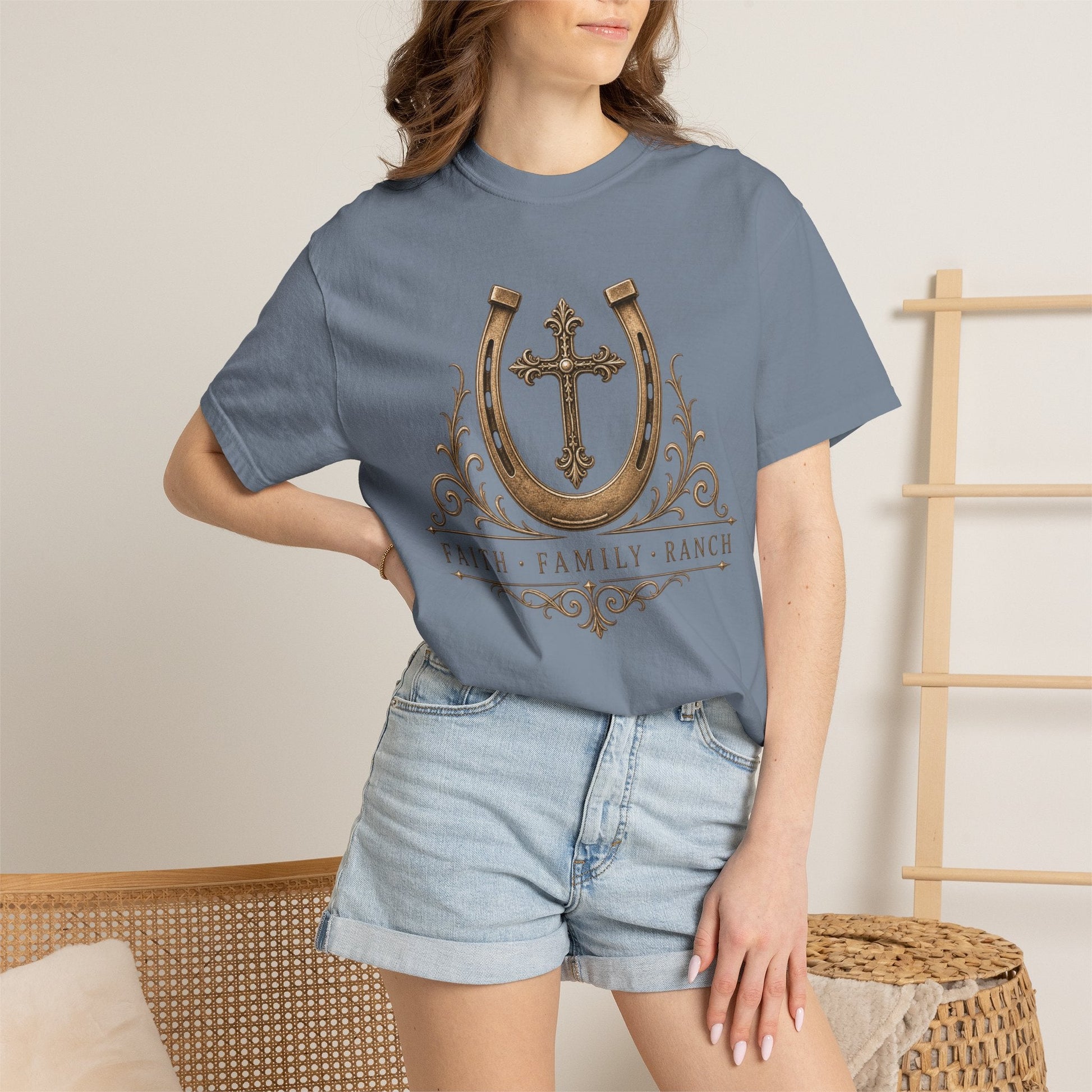Faith Family Ranch Front T-Shirt - Just Us Flynn’s
