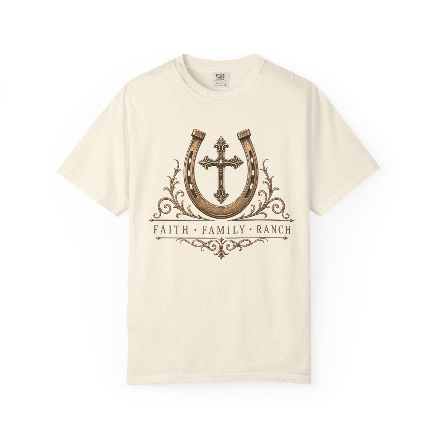Faith Family Ranch Front T-Shirt - Just Us Flynn’s