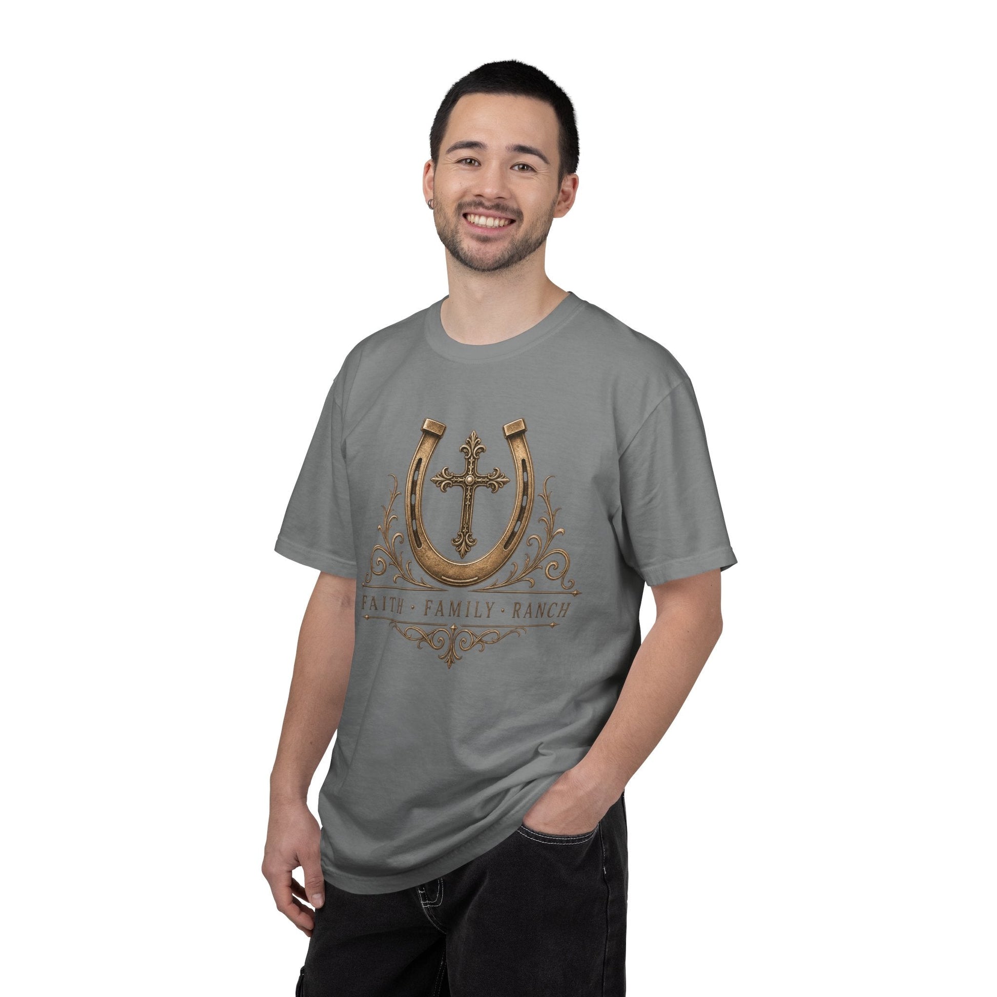 Faith Family Ranch Front T-Shirt - Just Us Flynn’s