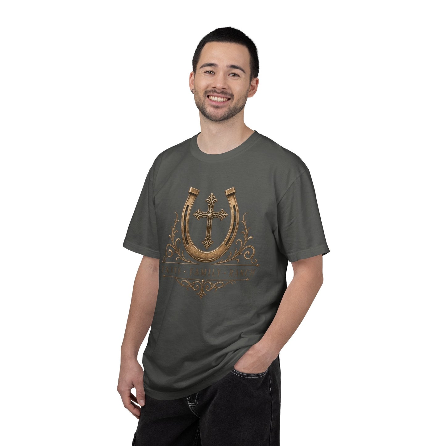 Faith Family Ranch Front T-Shirt - Just Us Flynn’s