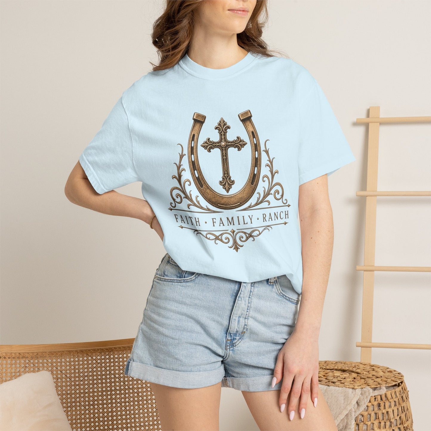 Faith Family Ranch Front T-Shirt - Just Us Flynn’s