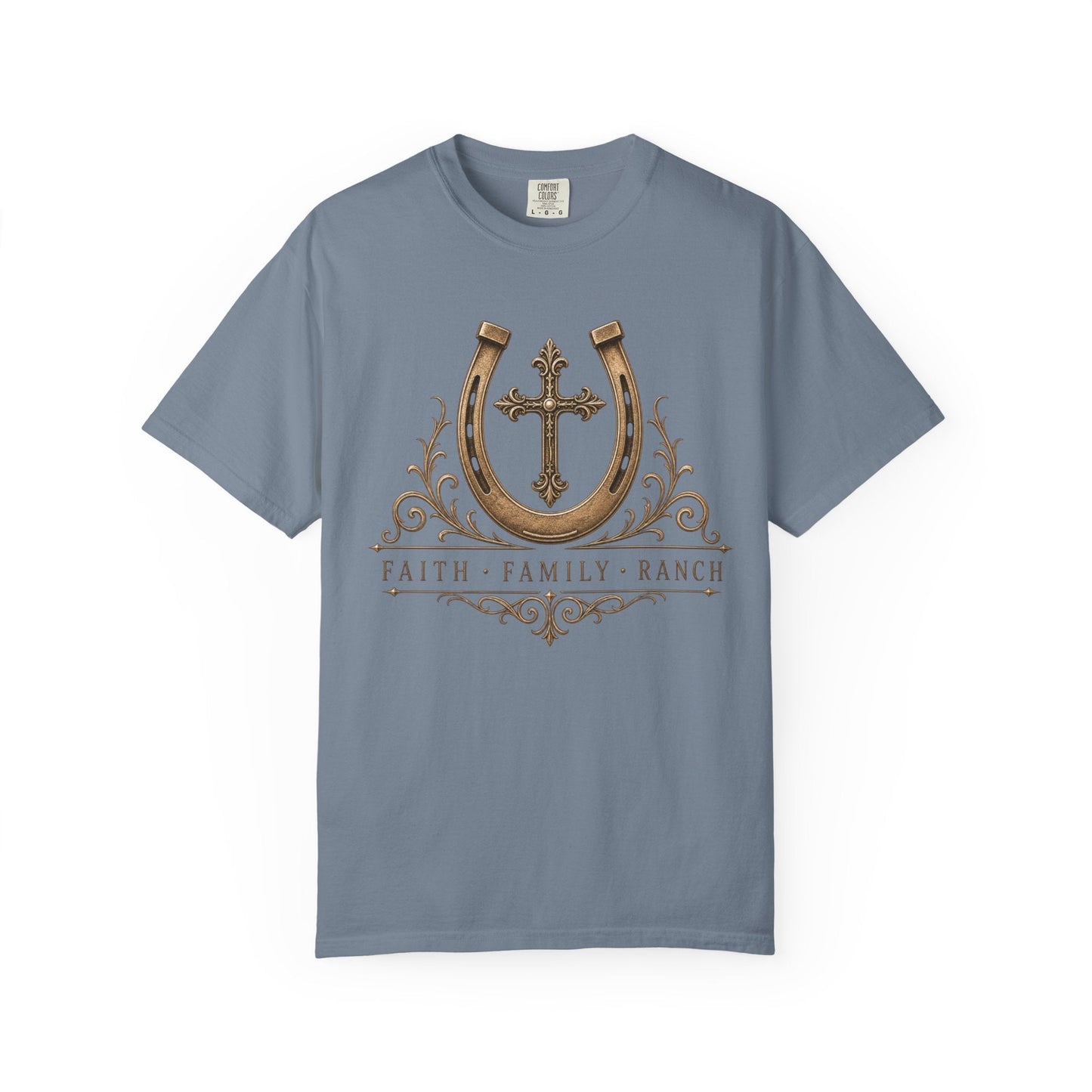 Faith Family Ranch Front T-Shirt - Just Us Flynn’s