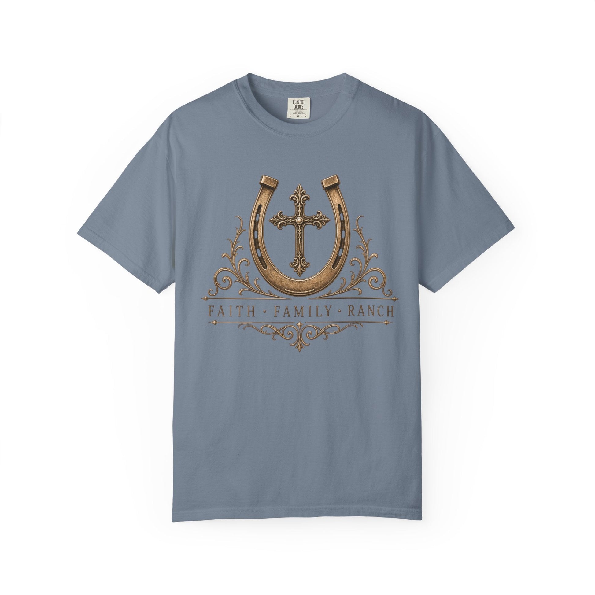 Faith Family Ranch Front T-Shirt - Just Us Flynn’s