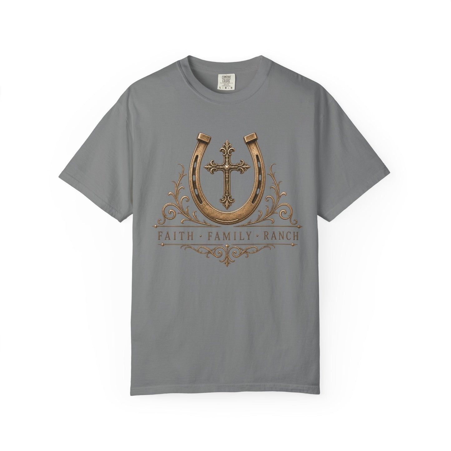 Faith Family Ranch Front T-Shirt - Just Us Flynn’s