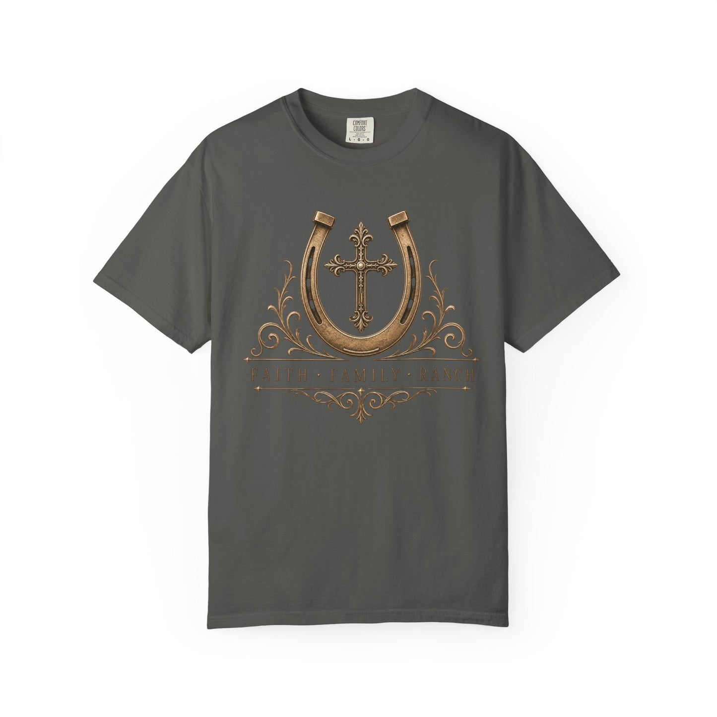 Faith Family Ranch Front T-Shirt - Just Us Flynn’s