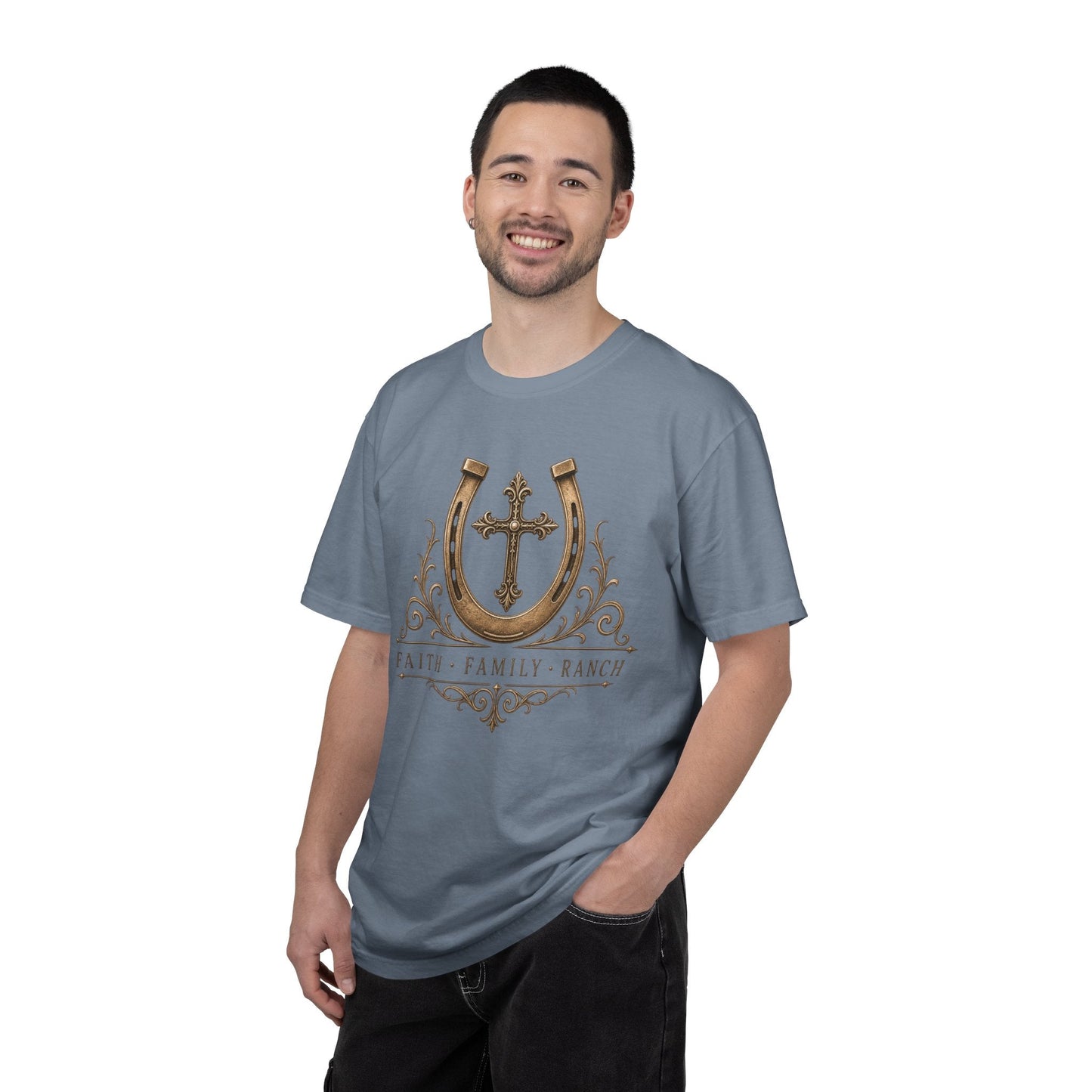 Faith Family Ranch Front T-Shirt - Just Us Flynn’s