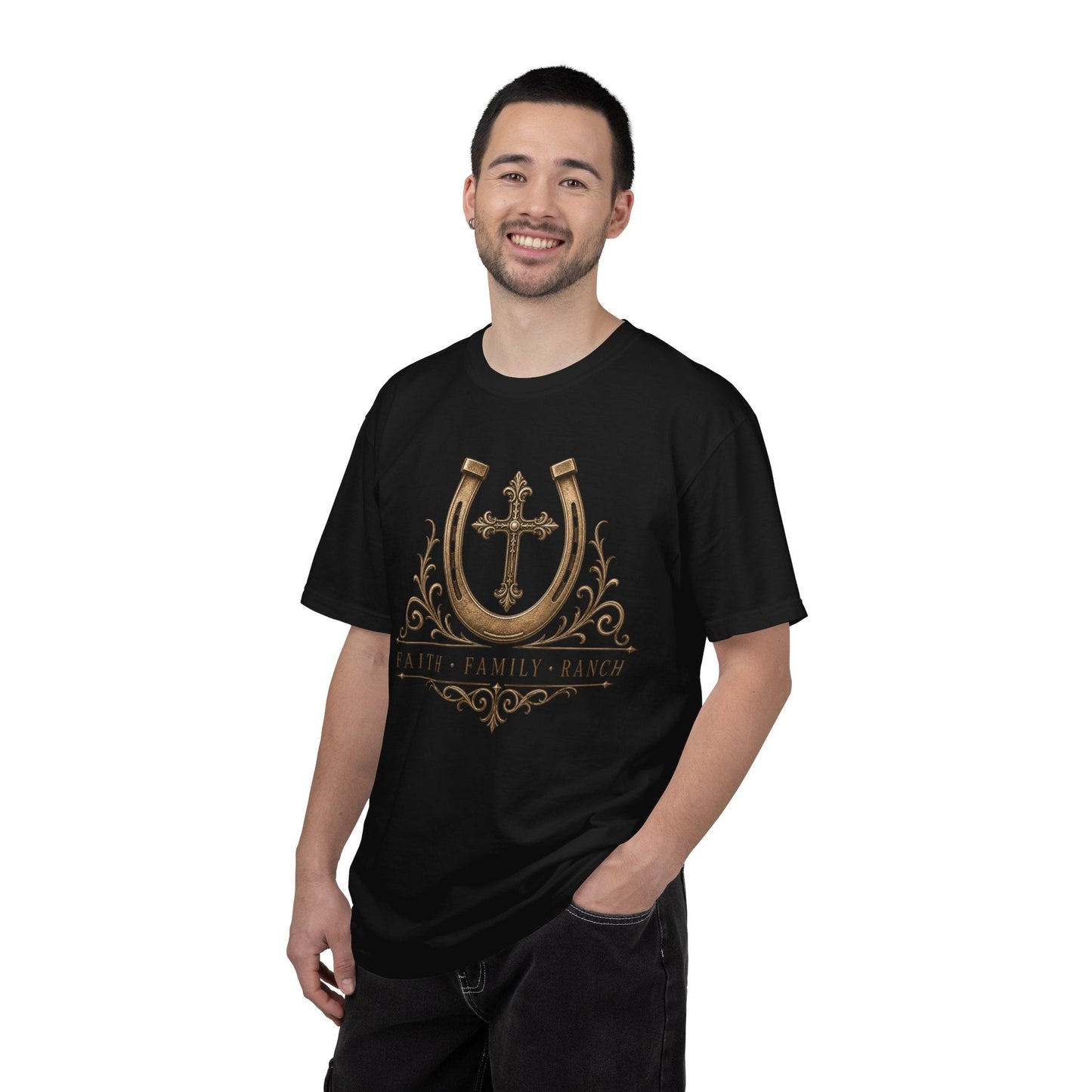 Faith Family Ranch Front T-Shirt - Just Us Flynn’s