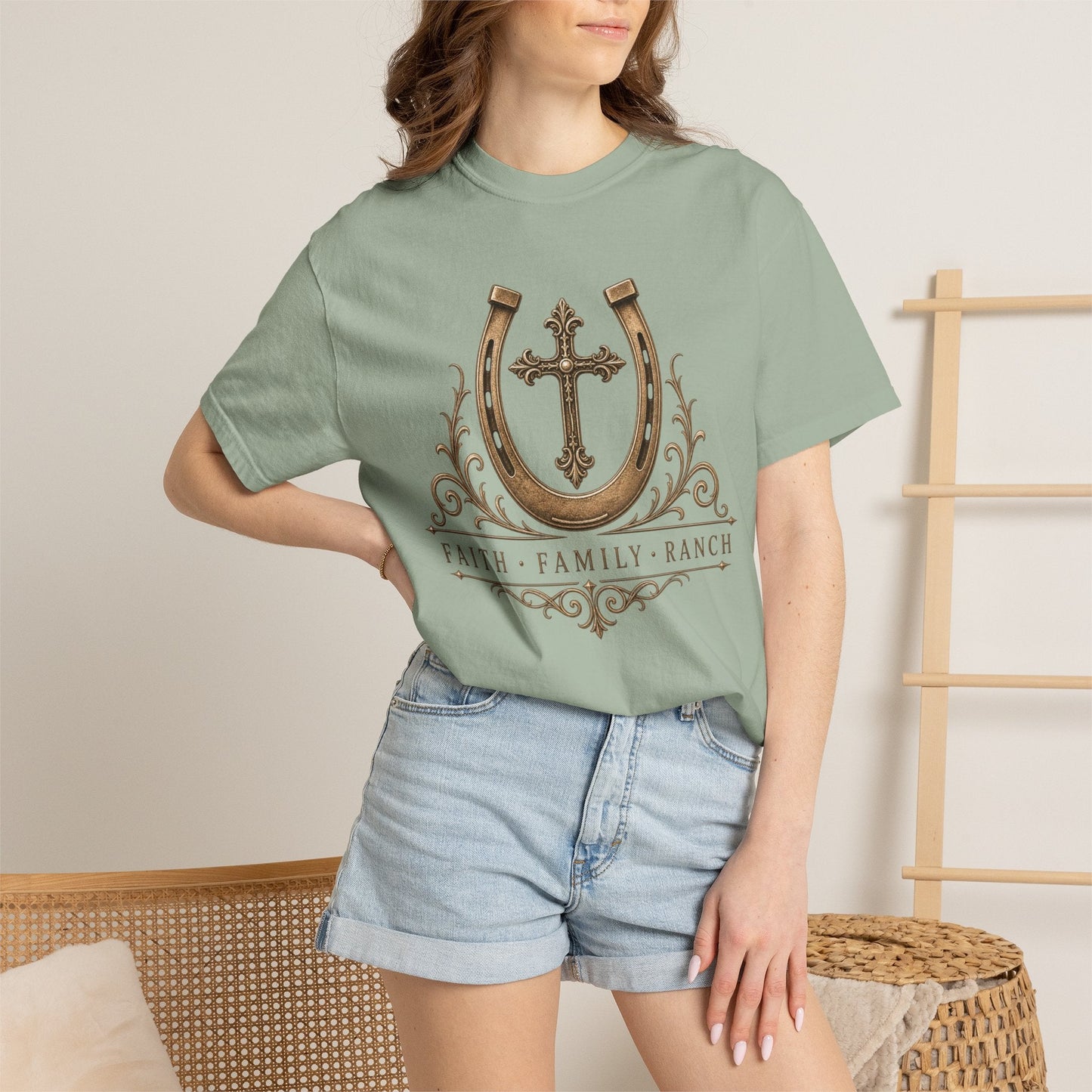 Faith Family Ranch Front T-Shirt - Just Us Flynn’s