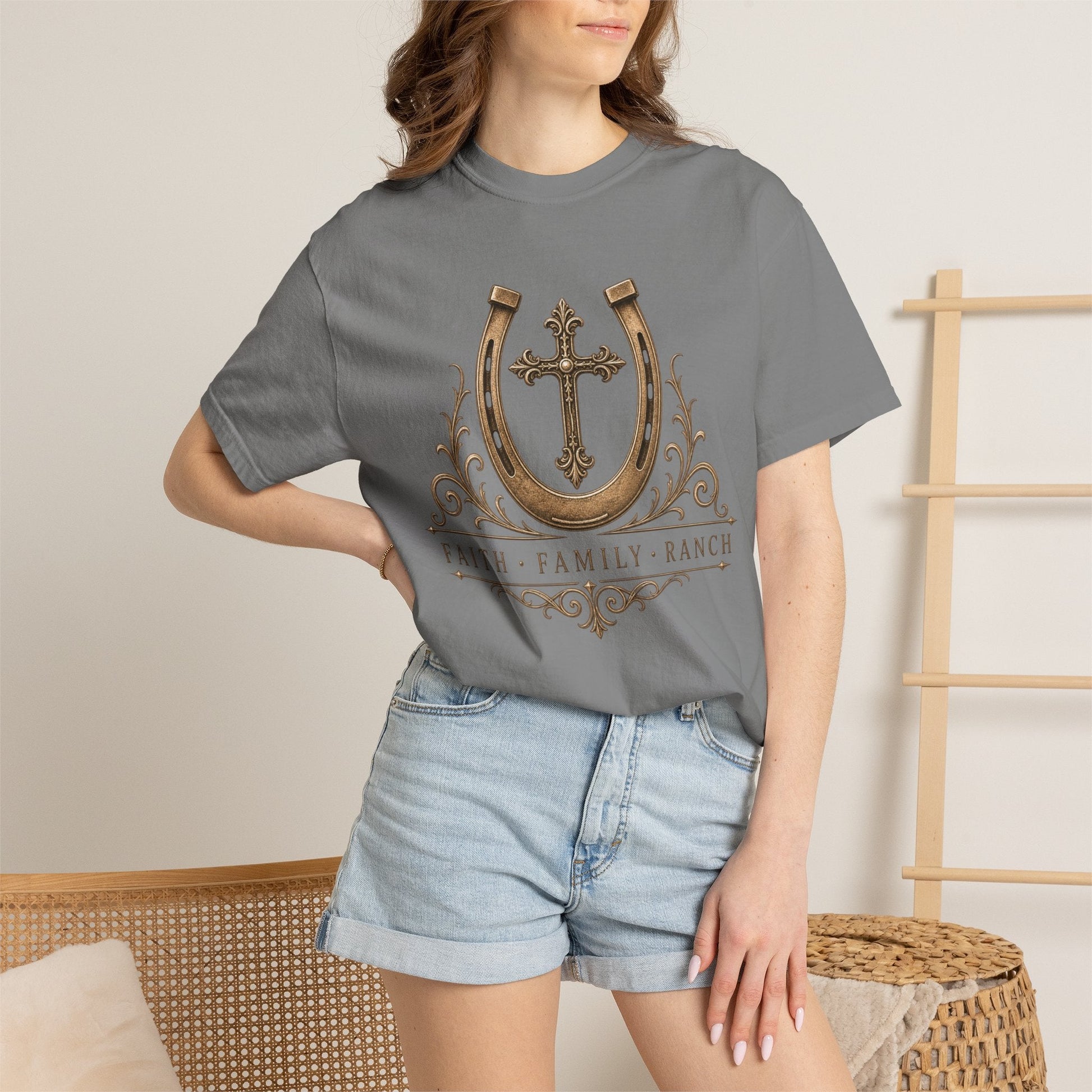 Faith Family Ranch Front T-Shirt - Just Us Flynn’s