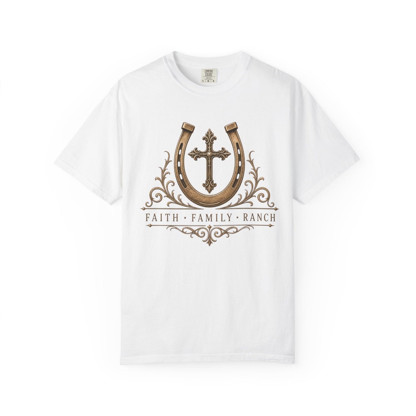 Faith Family Ranch Front T-Shirt - Just Us Flynn’s