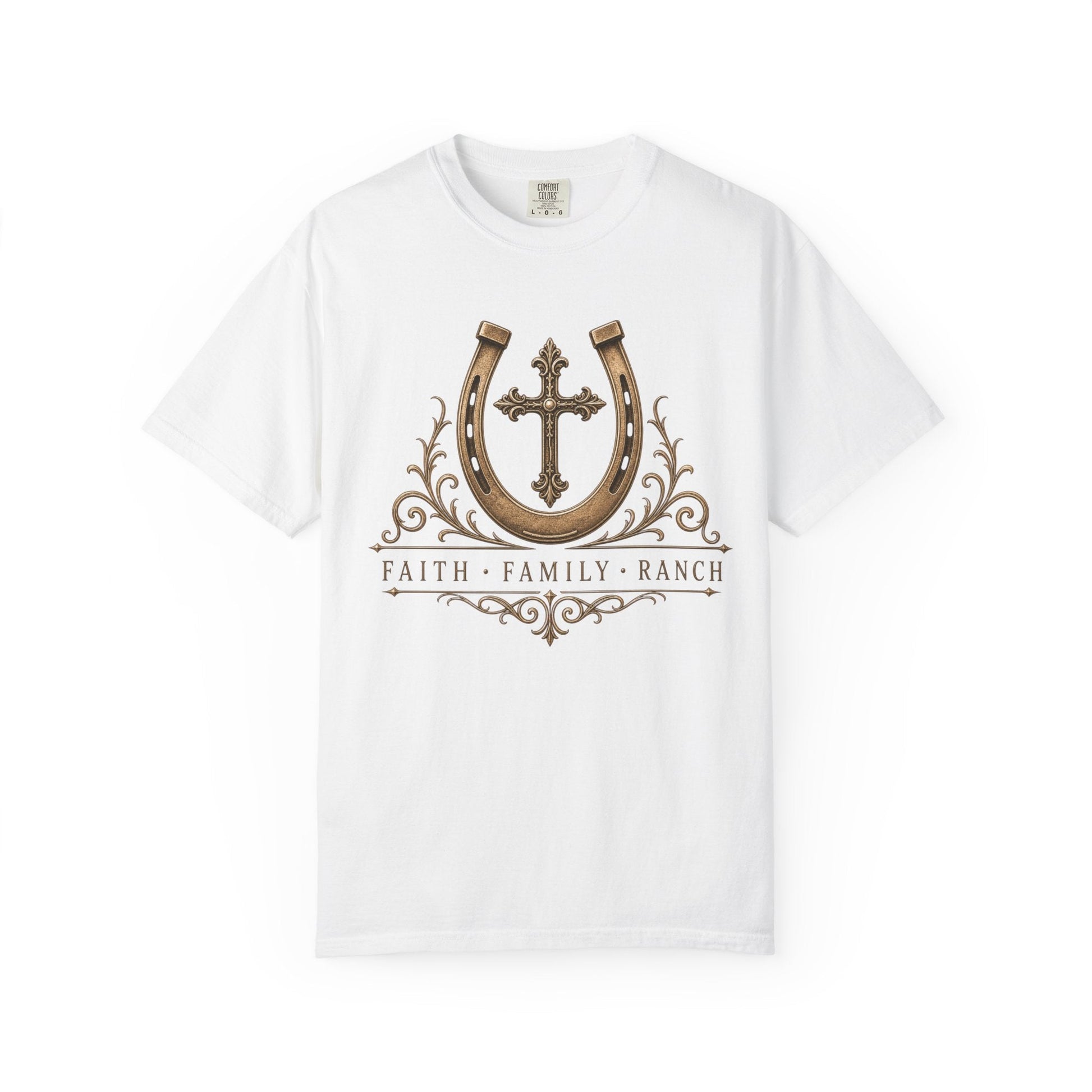 Faith Family Ranch Front T-Shirt - Just Us Flynn’s