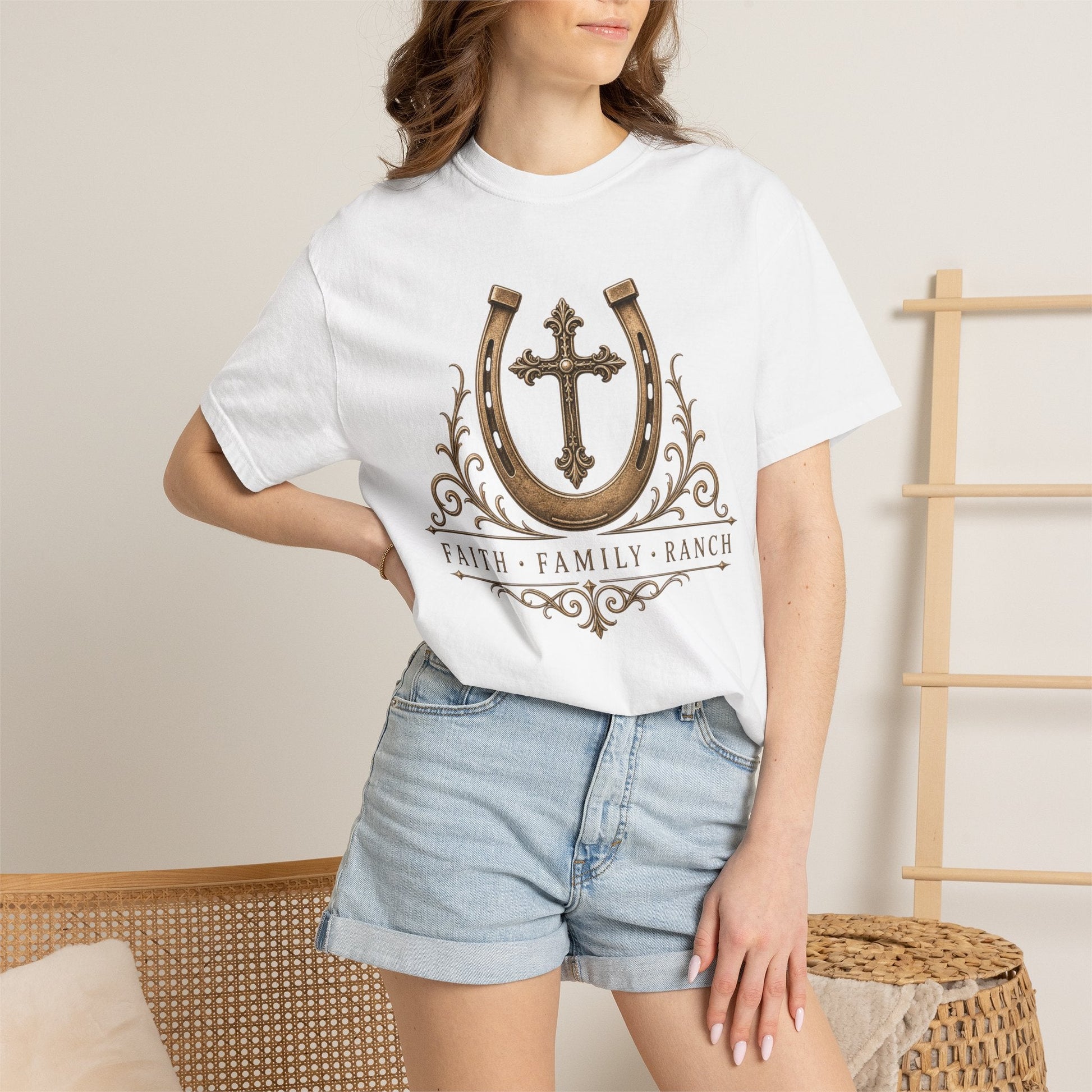 Faith Family Ranch Front T-Shirt - Just Us Flynn’s