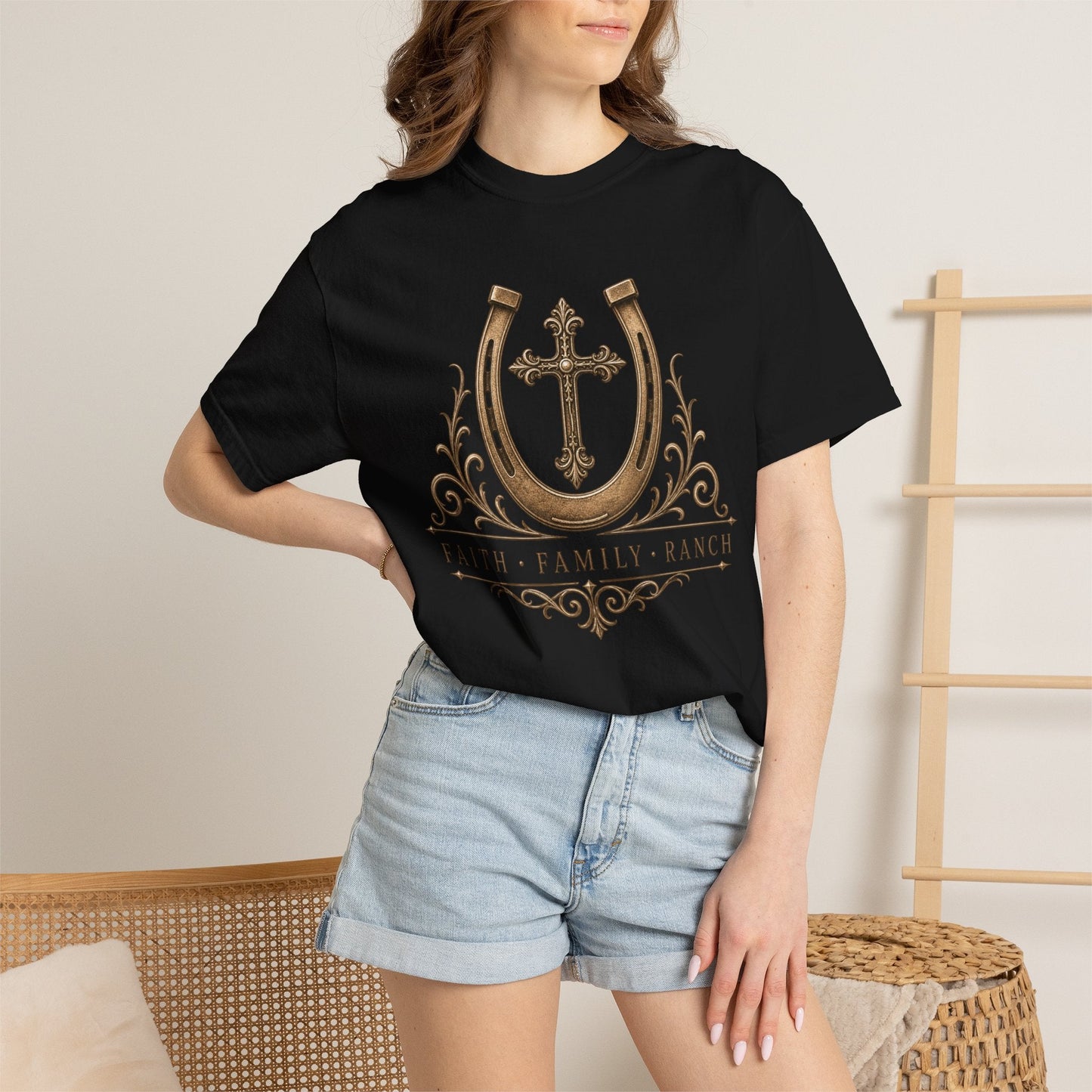 Faith Family Ranch Front T-Shirt - Just Us Flynn’s