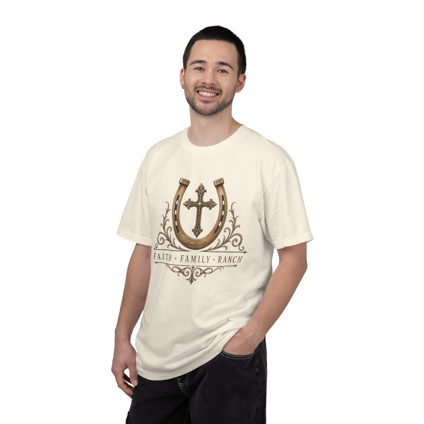 Faith Family Ranch Front T-Shirt - Just Us Flynn’s