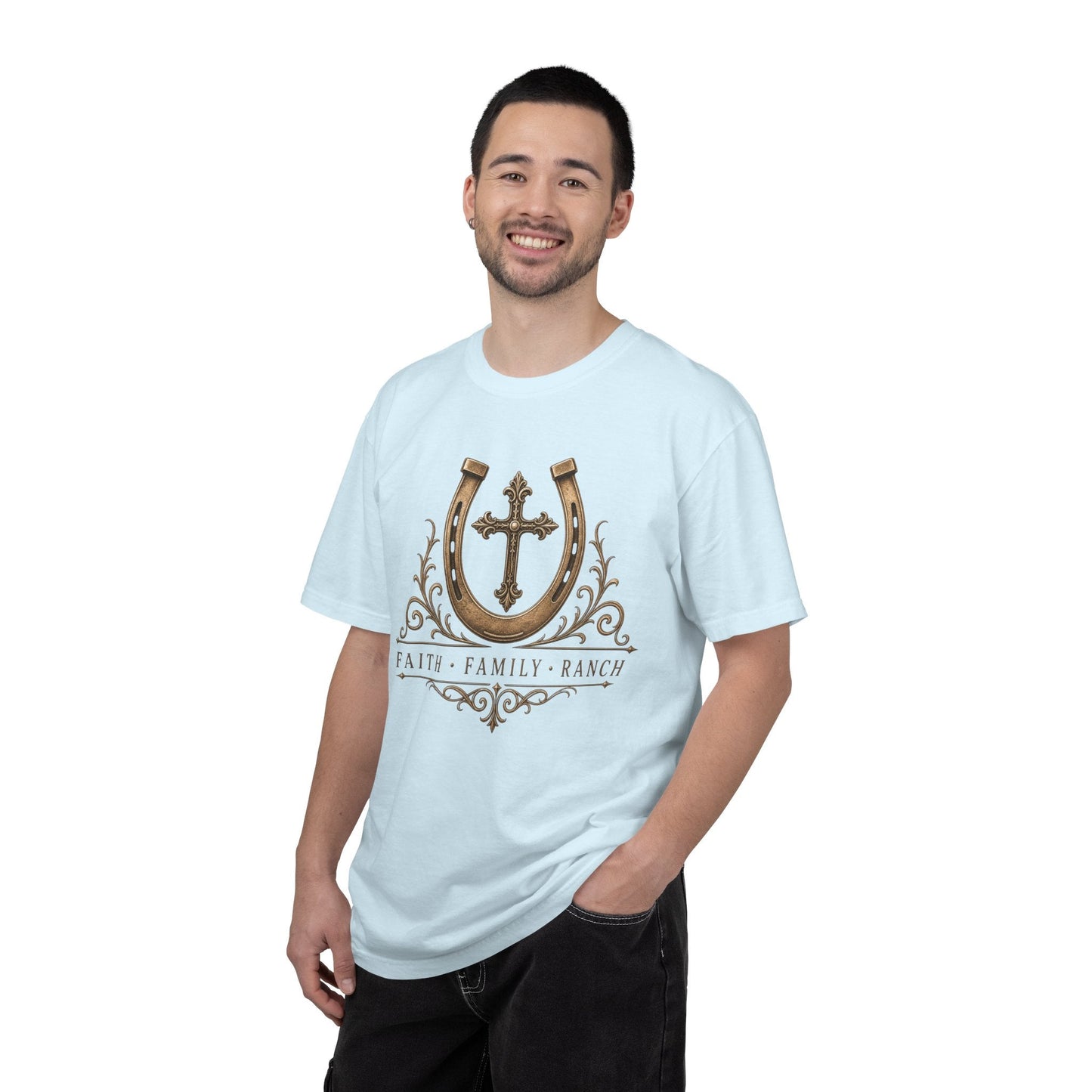 Faith Family Ranch Front T-Shirt - Just Us Flynn’s