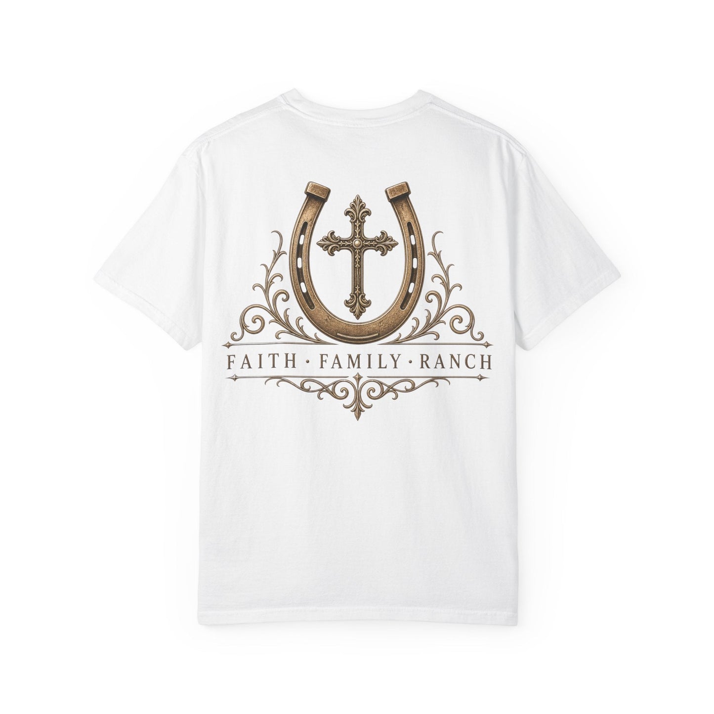 Faith Family Ranch Front/Back T-Shirt - Just Us Flynn’s