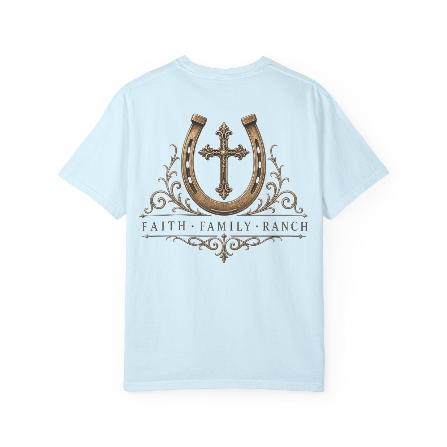Faith Family Ranch Front/Back T-Shirt - Just Us Flynn’s