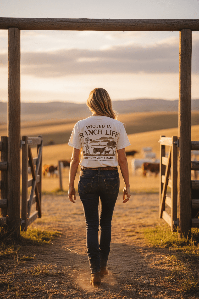 Rooted In Ranch Life Front/Back T-Shirt - Just Us Flynn’s