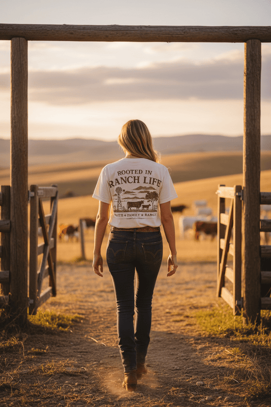 Rooted In Ranch Life Front/Back T-Shirt - Just Us Flynn’s
