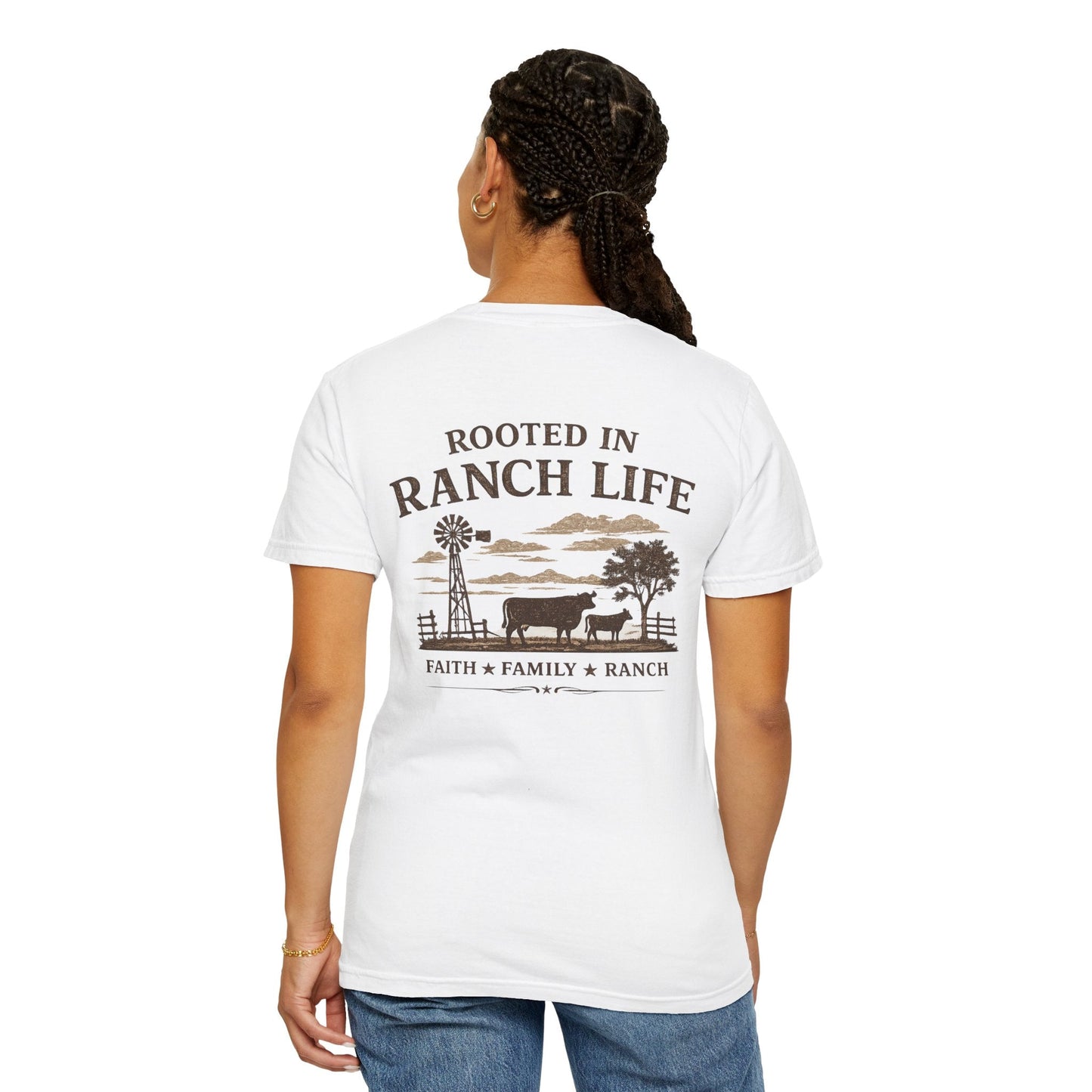 Rooted In Ranch Life Front/Back T-Shirt - Just Us Flynn’s